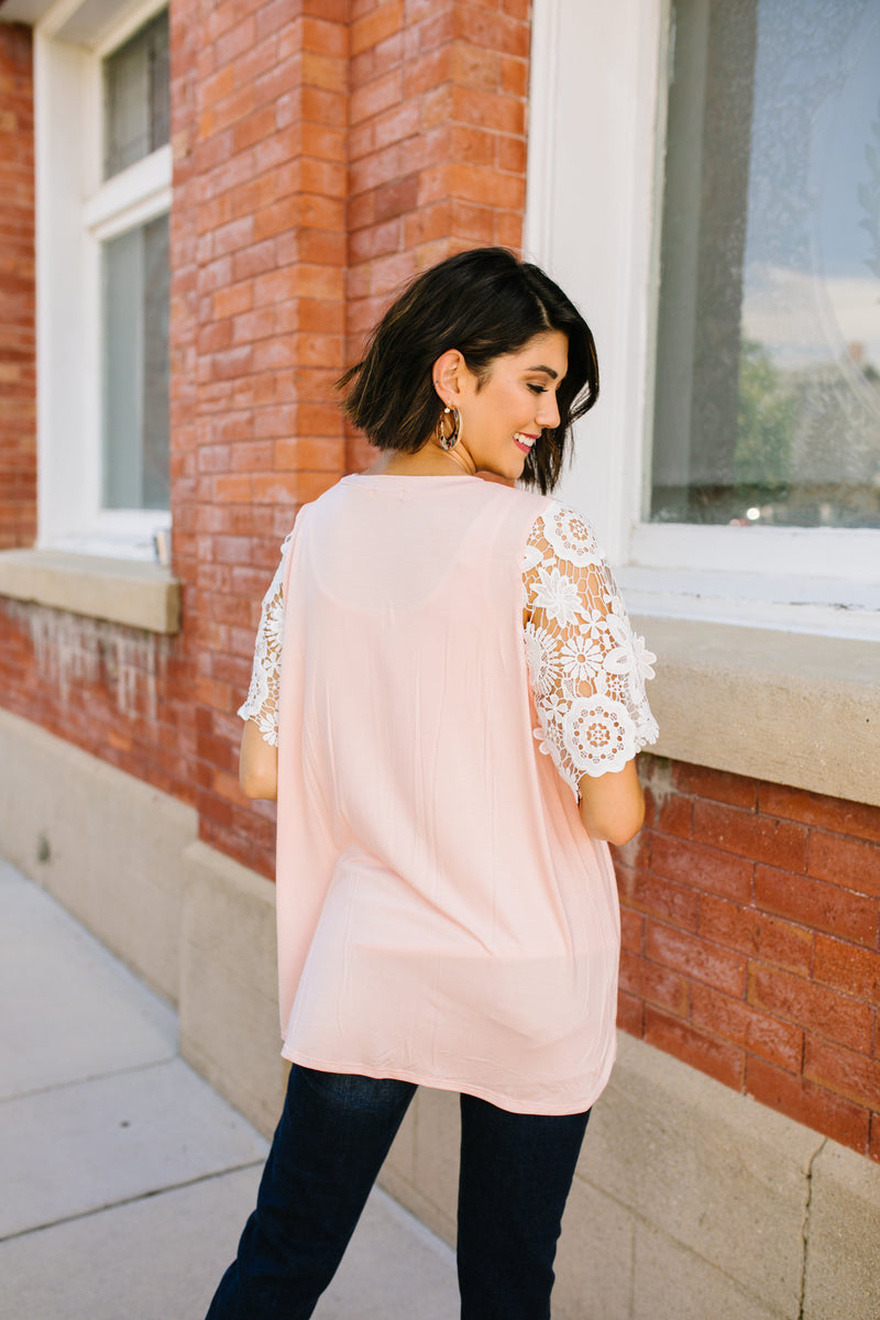 3D Lace Sleeved Top