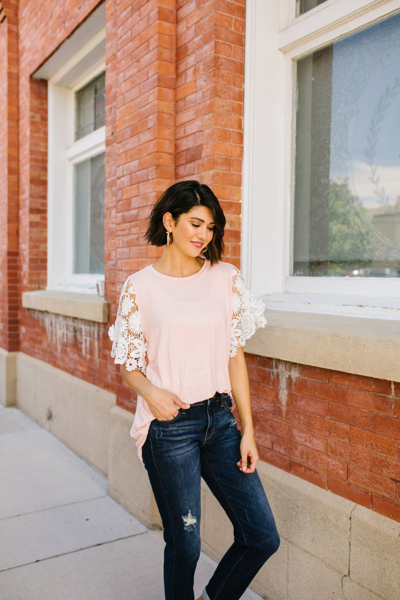 3D Lace Sleeved Top
