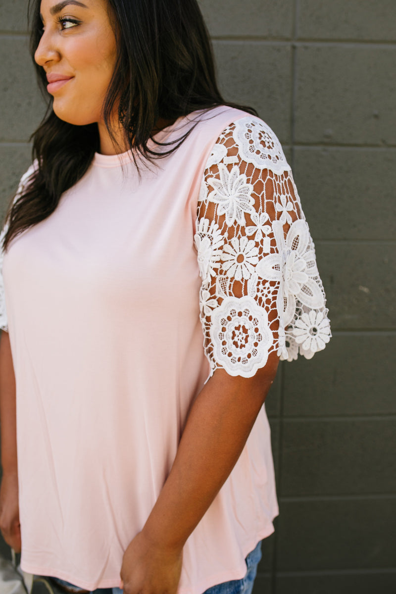 3D Lace Sleeved Top