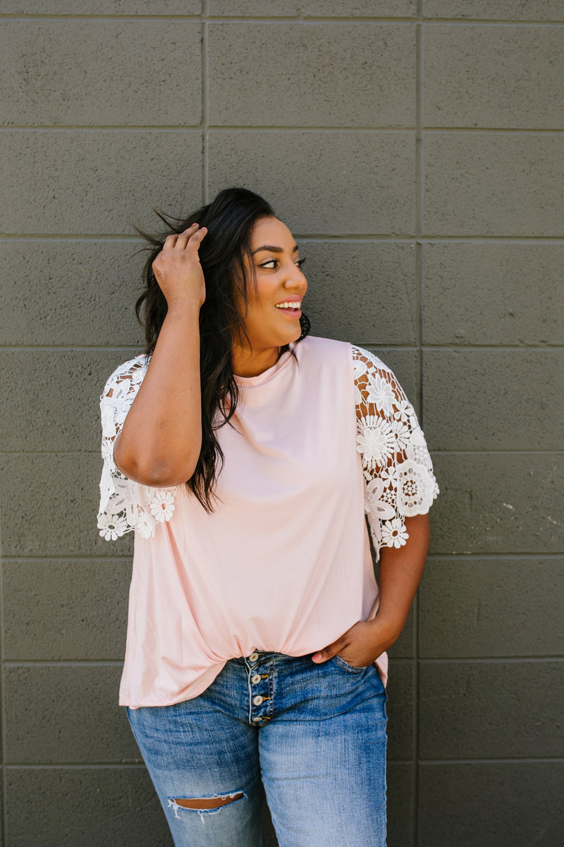 3D Lace Sleeved Top