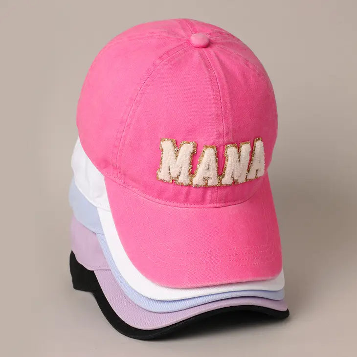 PREORDER: Mama Chenille Letter Patch Baseball Cap in Five Colors