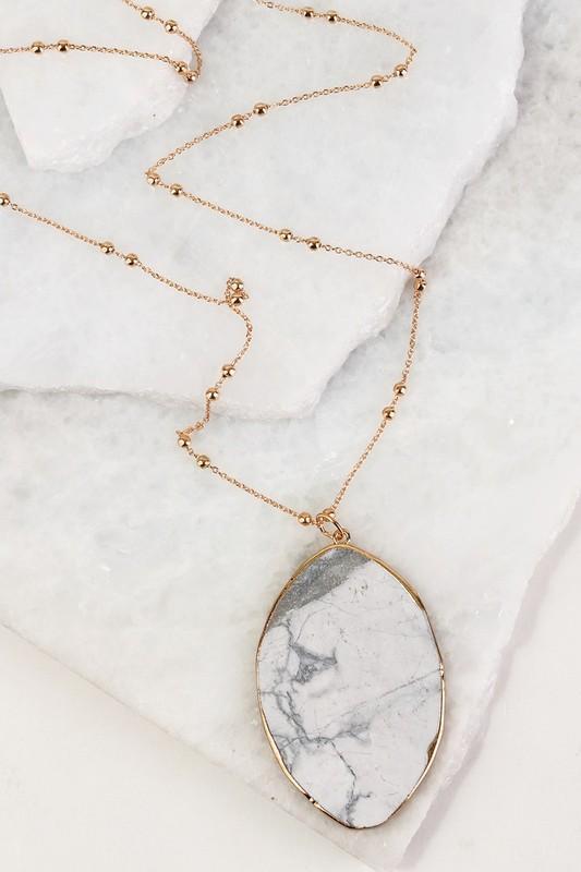 Oval White Stone Necklace