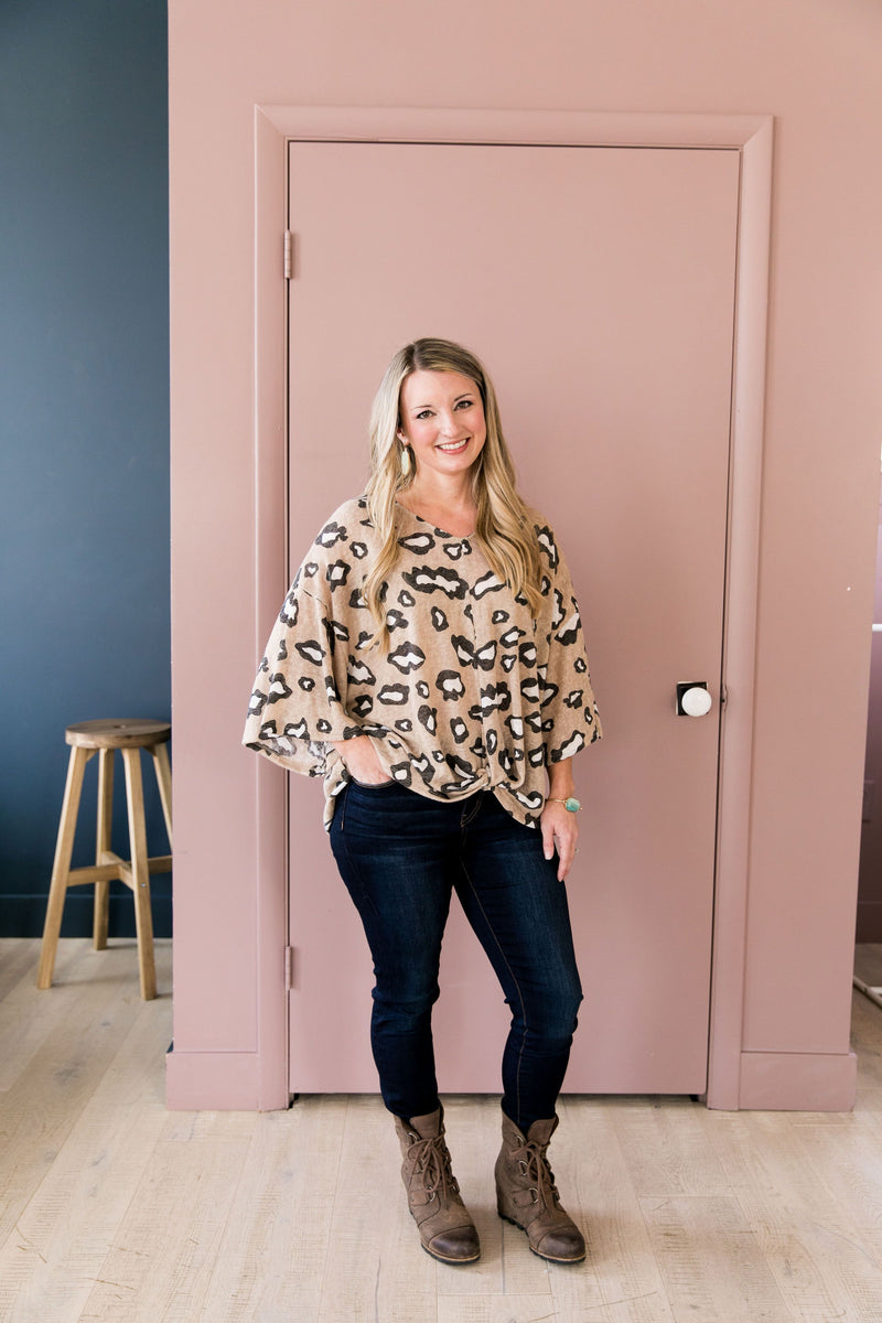 Abstract Leopard Print Top In Blush