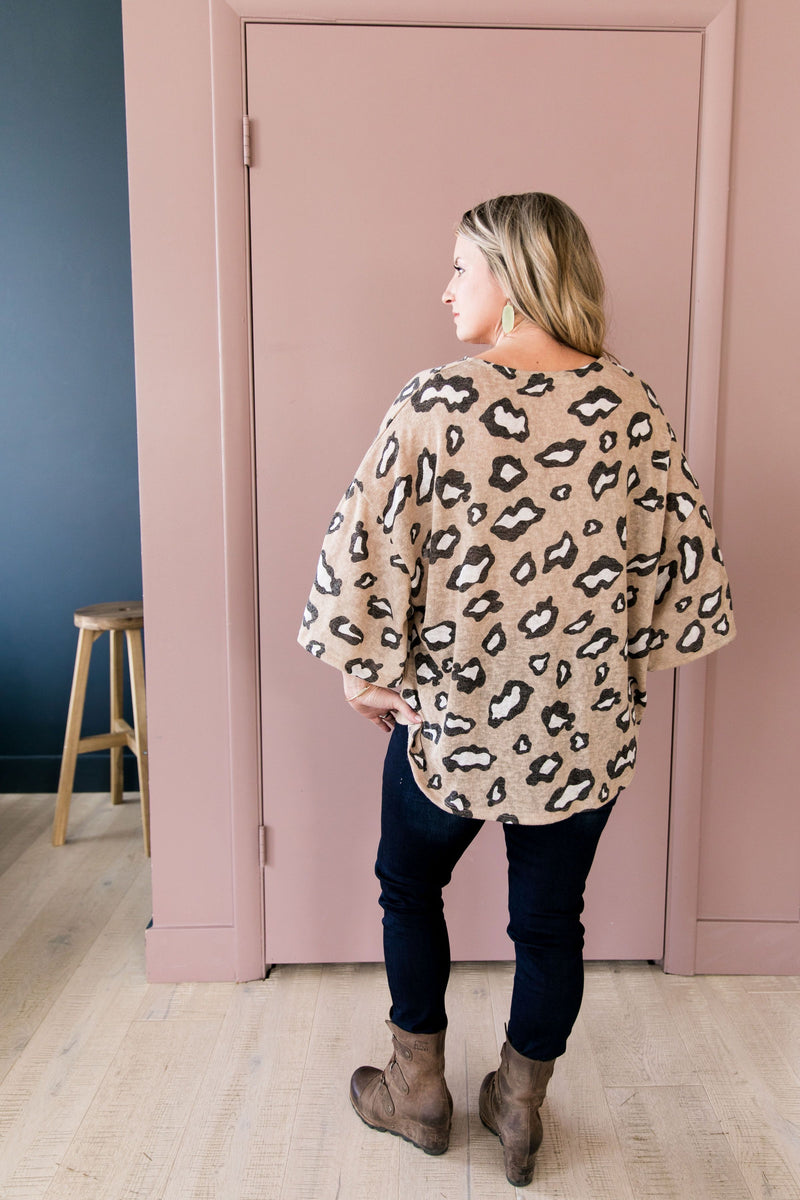Abstract Leopard Print Top In Blush