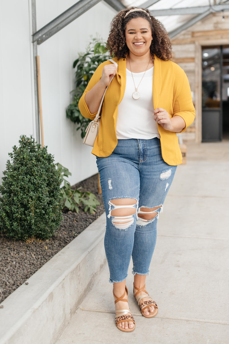 Acting Like A Lady Blazer in Mustard