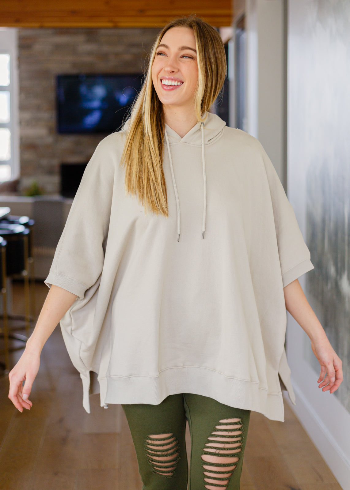Adore You Oversized Hoodie in Tan