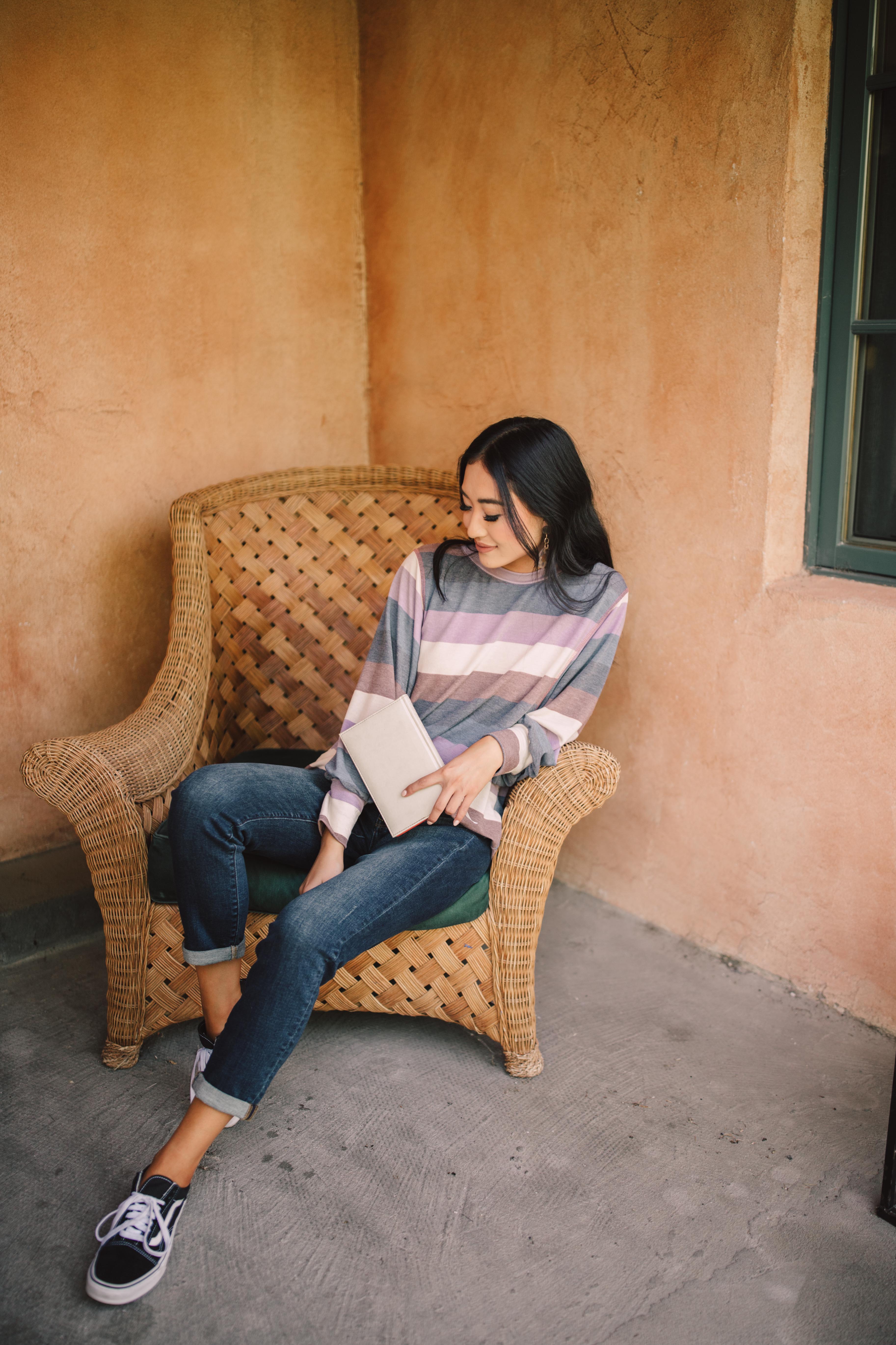 Balloon Sleeve Striped Top