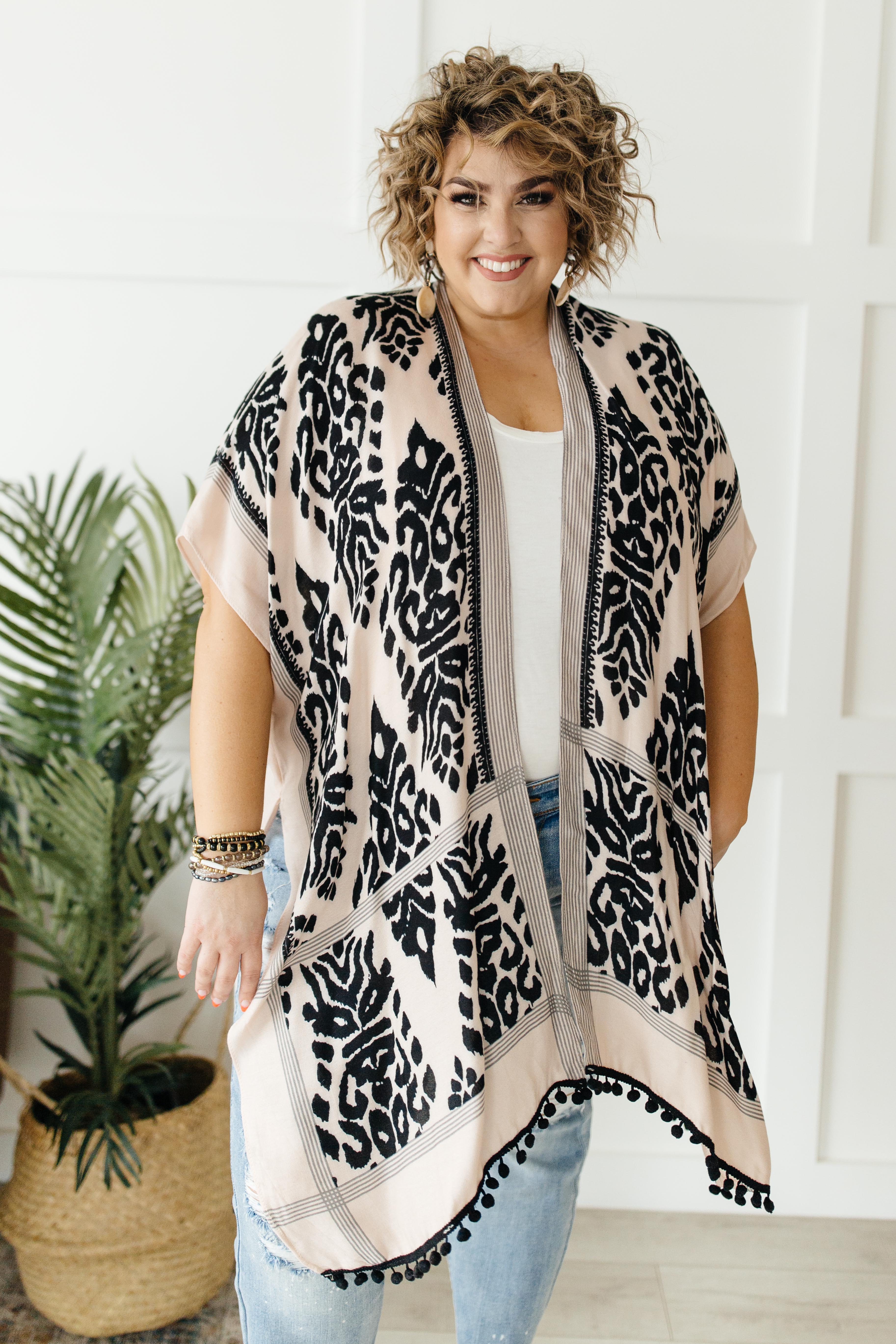 Black & Blush Print Kimono