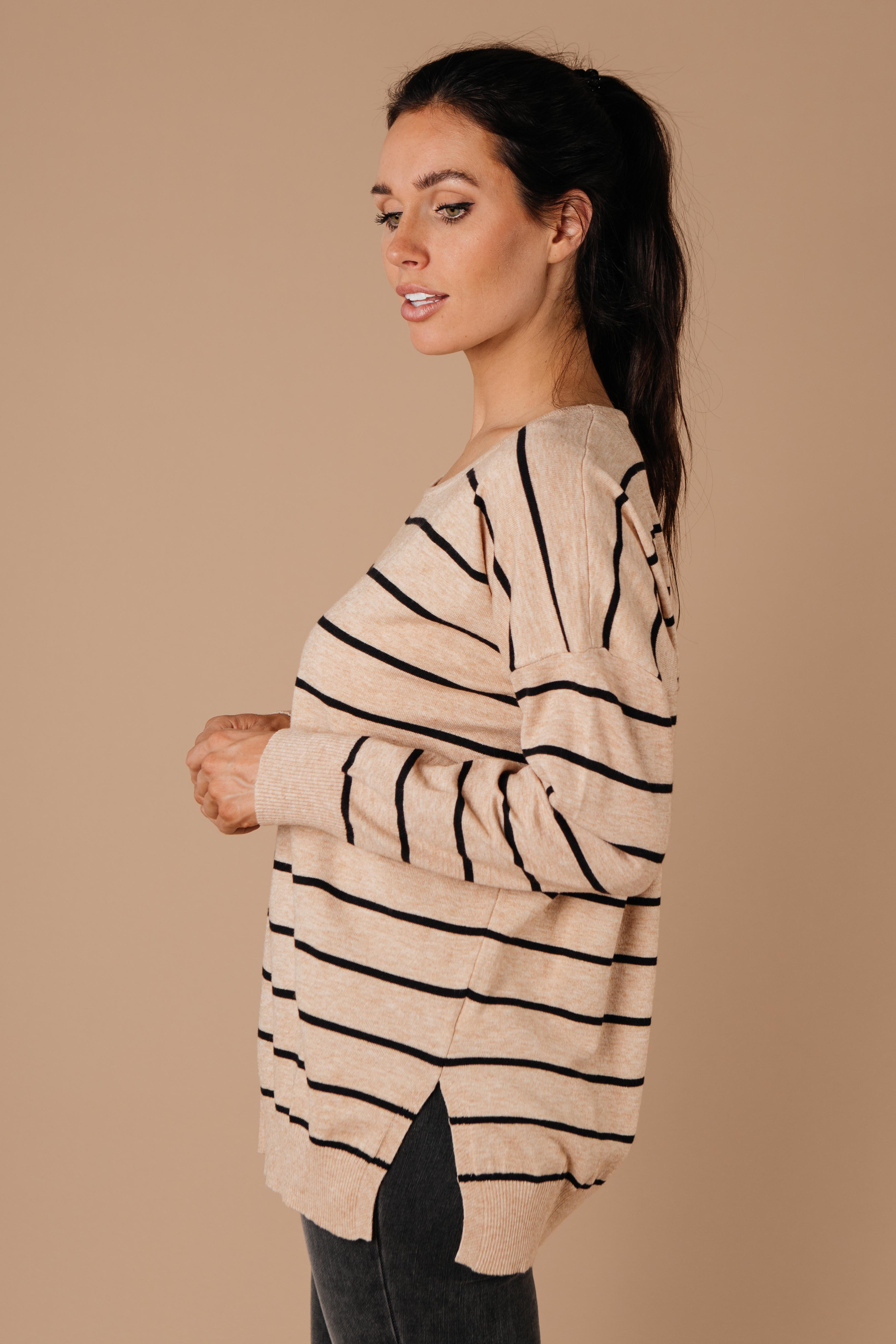 Brand New Attitude Striped Sweater Top