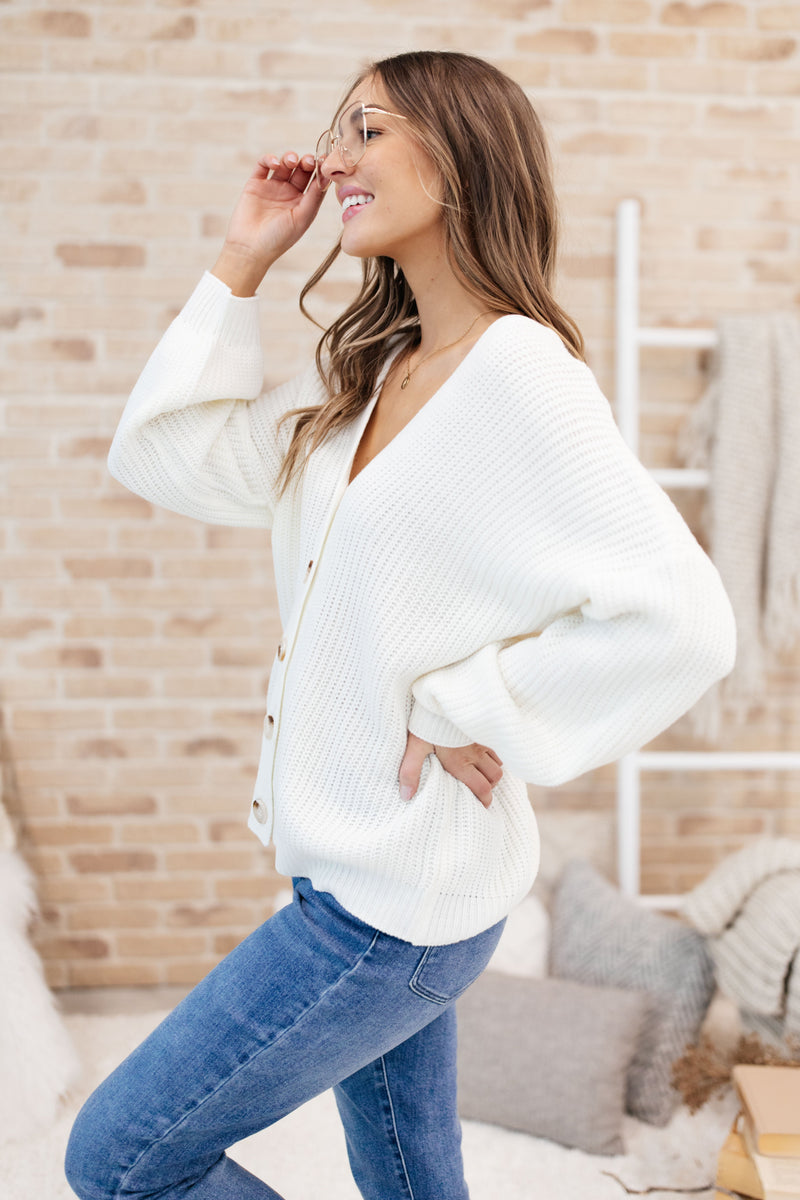 Buttoned Up Babe Sweater In Ivory
