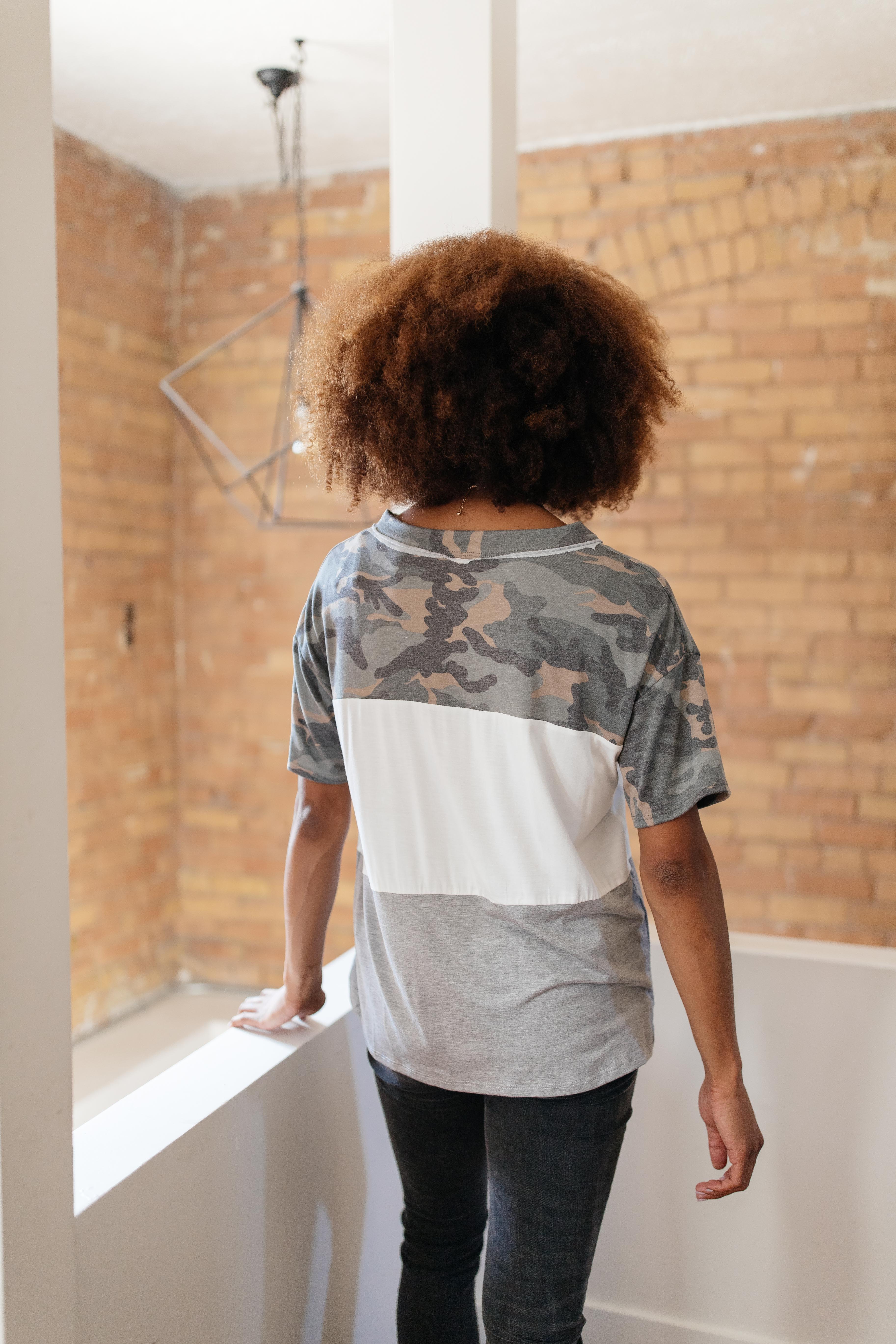 Camo & Buttons On The Block Top