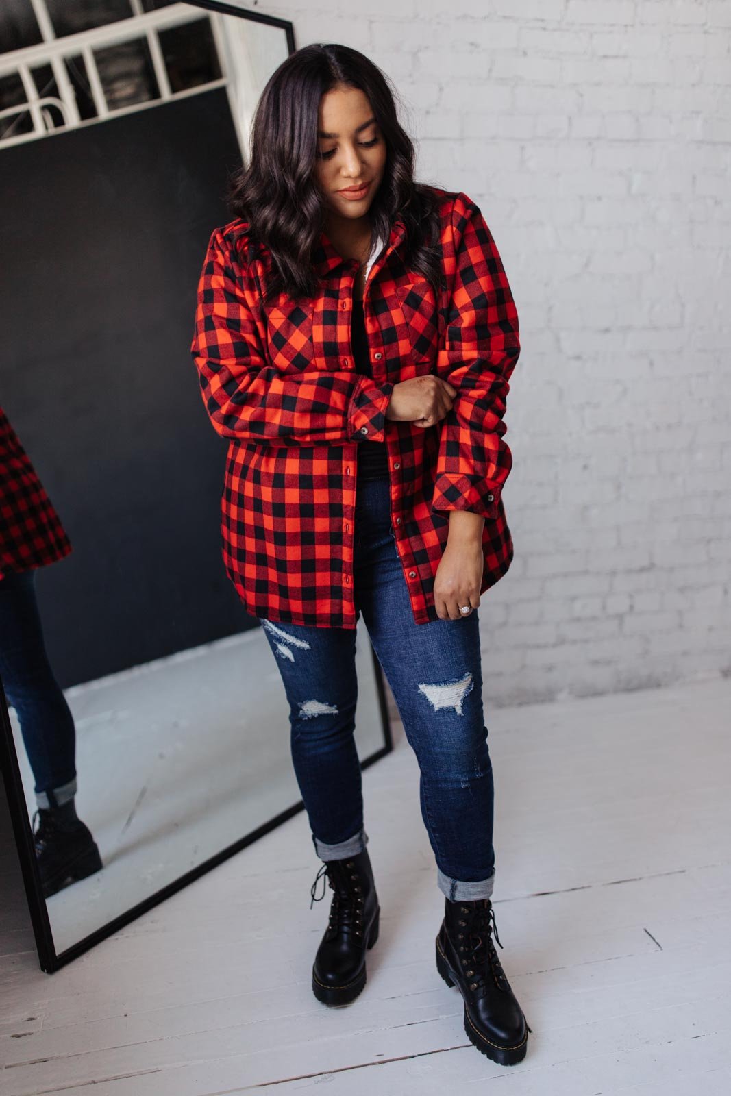 Campfire Buffalo Plaid Jacket in Black/Red