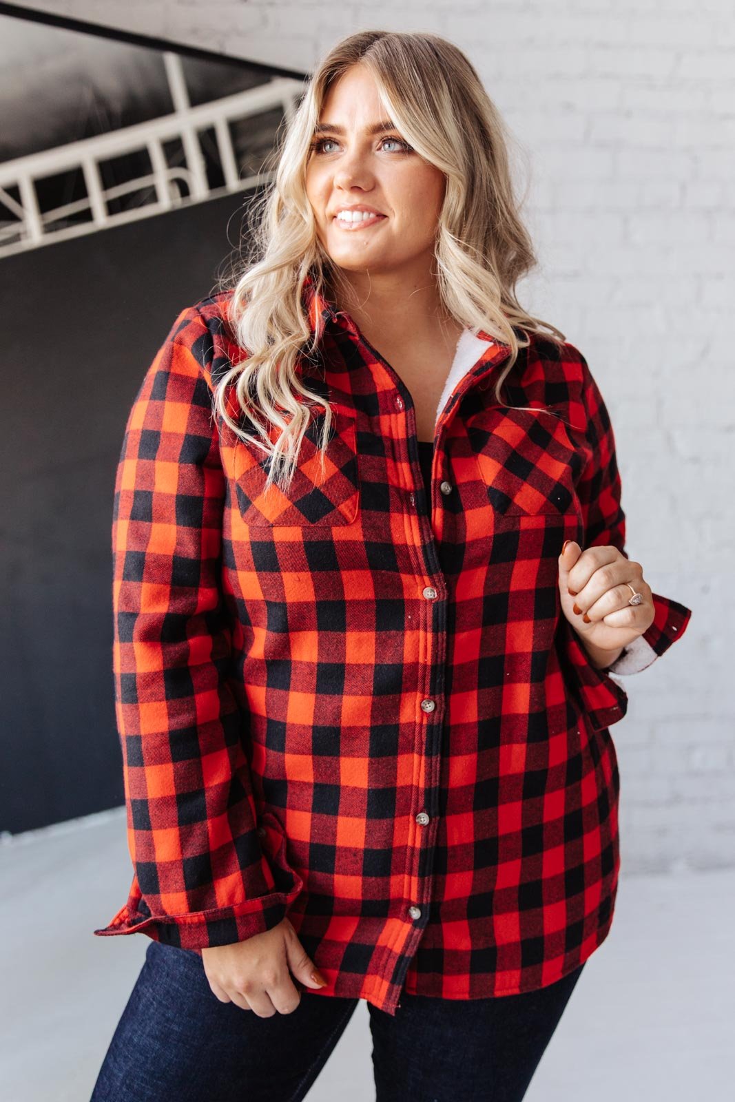 Campfire Buffalo Plaid Jacket in Black/Red
