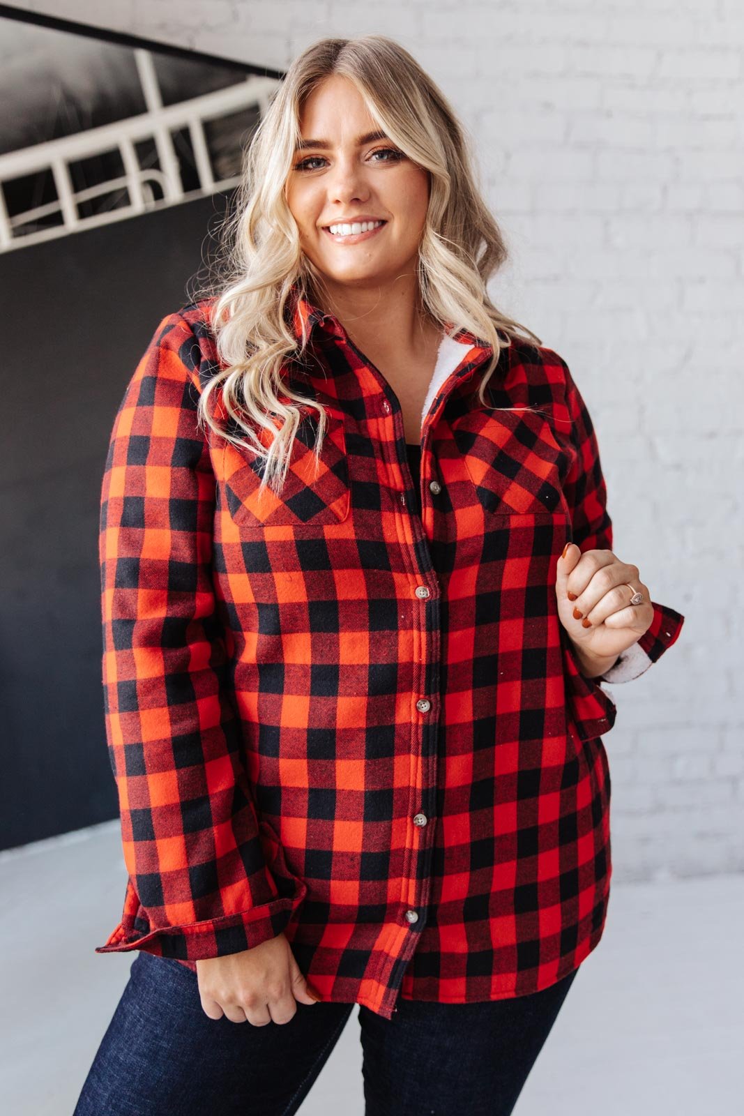 Campfire Buffalo Plaid Jacket in Black/Red