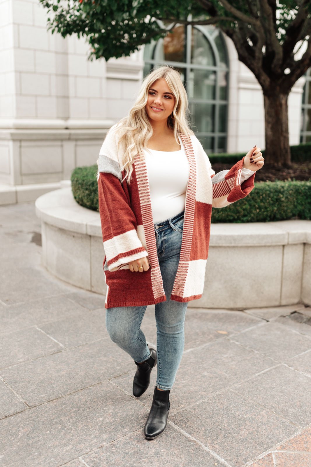 Chunky Patterns Cardigan in Rust