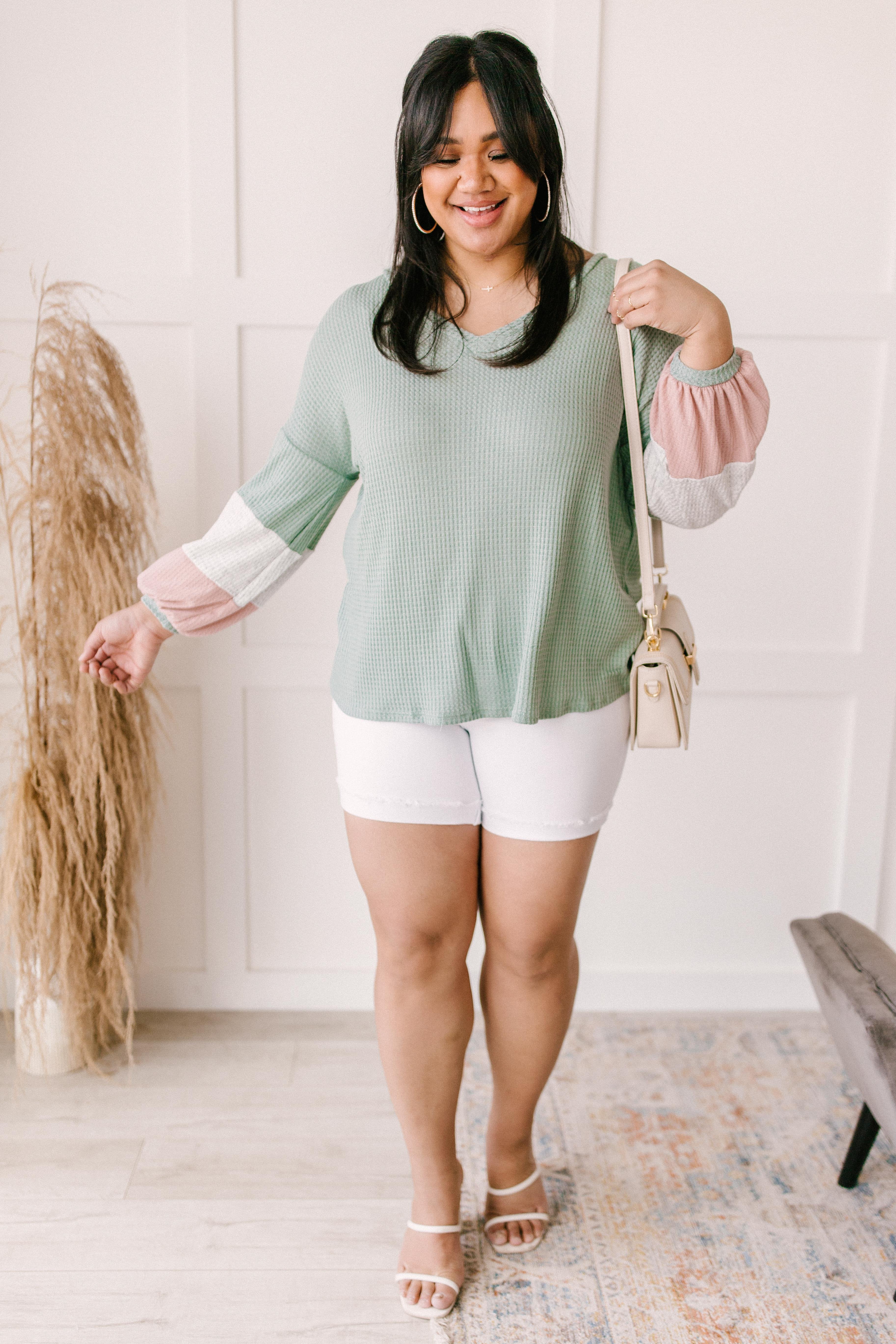 Colorblock Balloon Sleeve Top