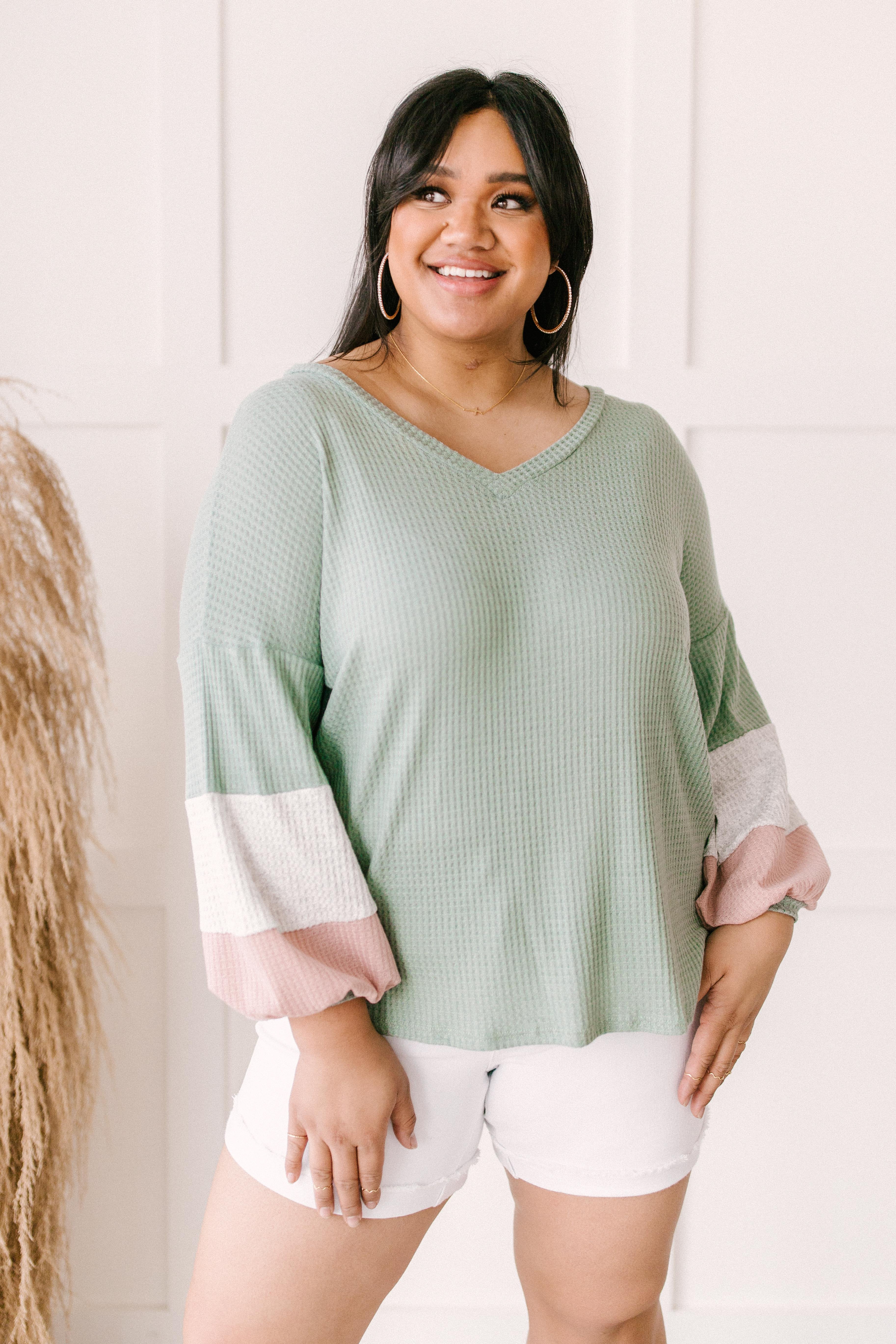 Colorblock Balloon Sleeve Top