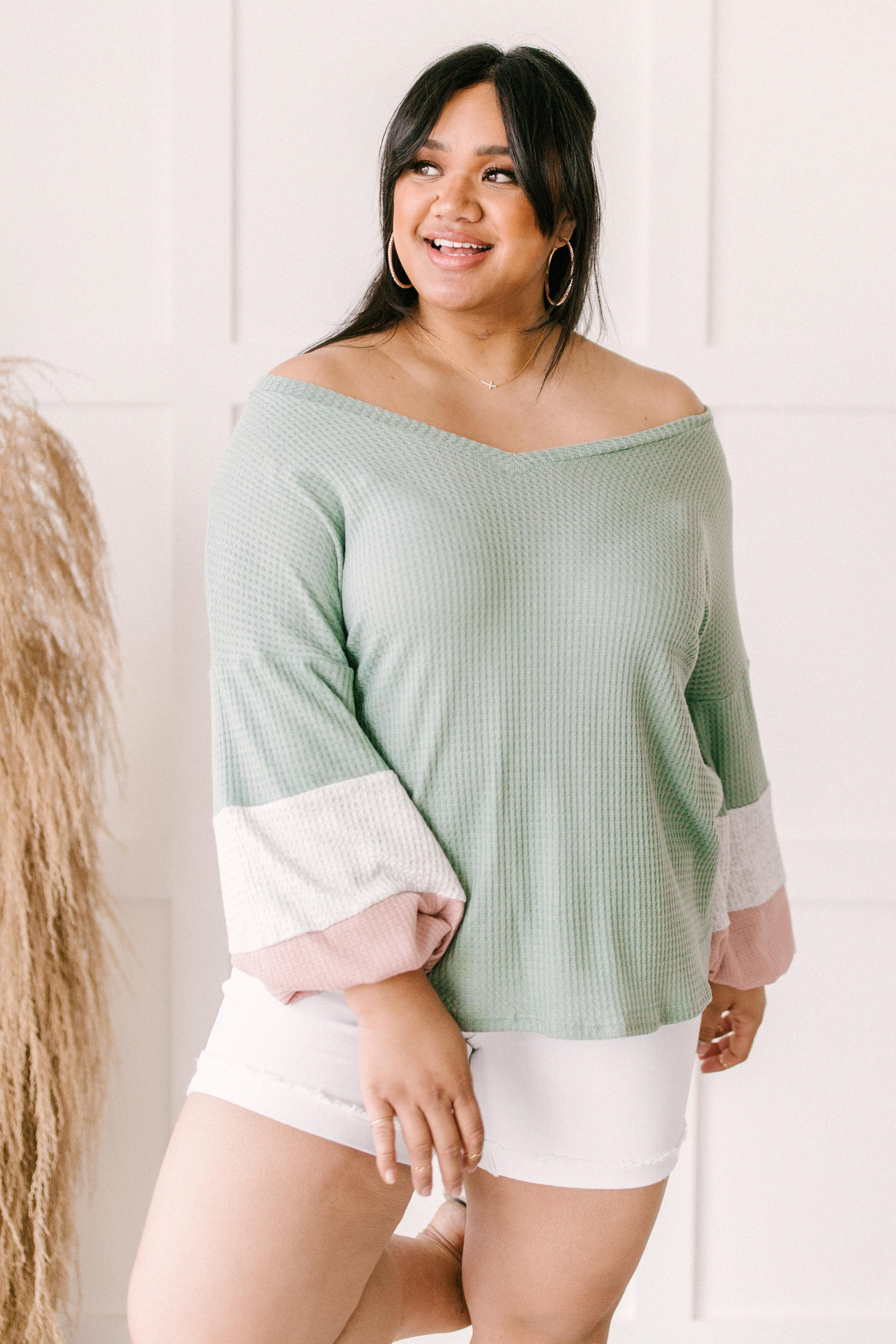 Colorblock Balloon Sleeve Top