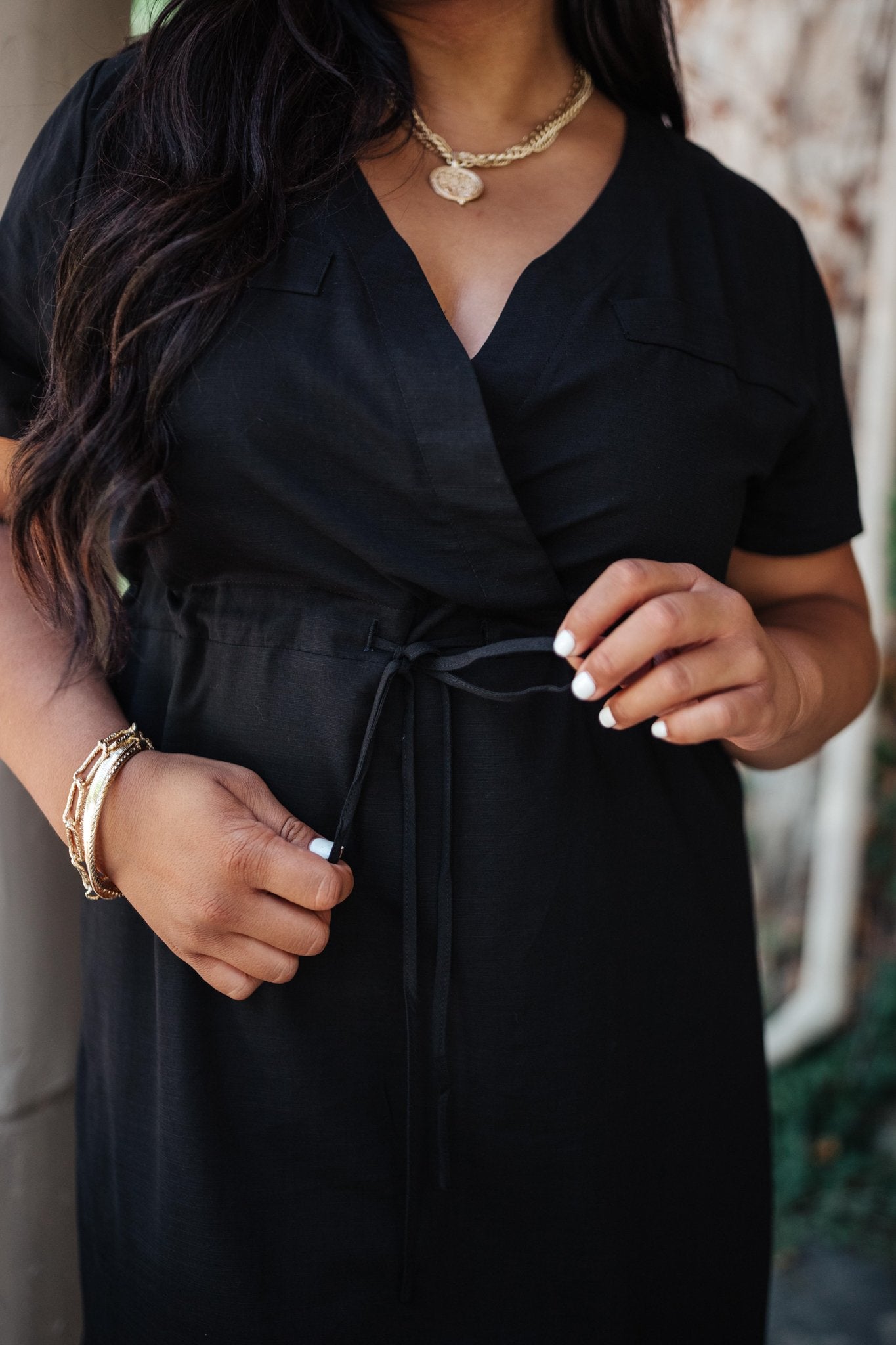 Crossover Midi Dress in Black