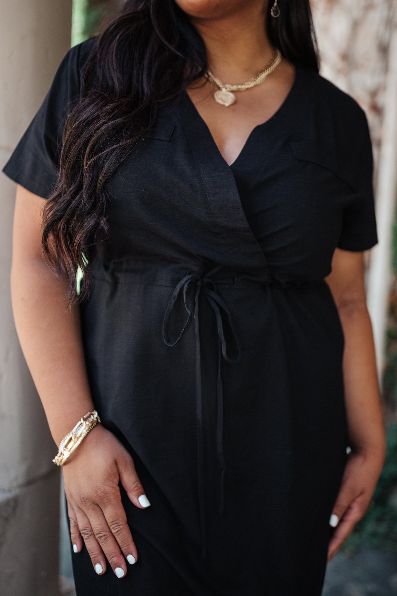 Crossover Midi Dress in Black
