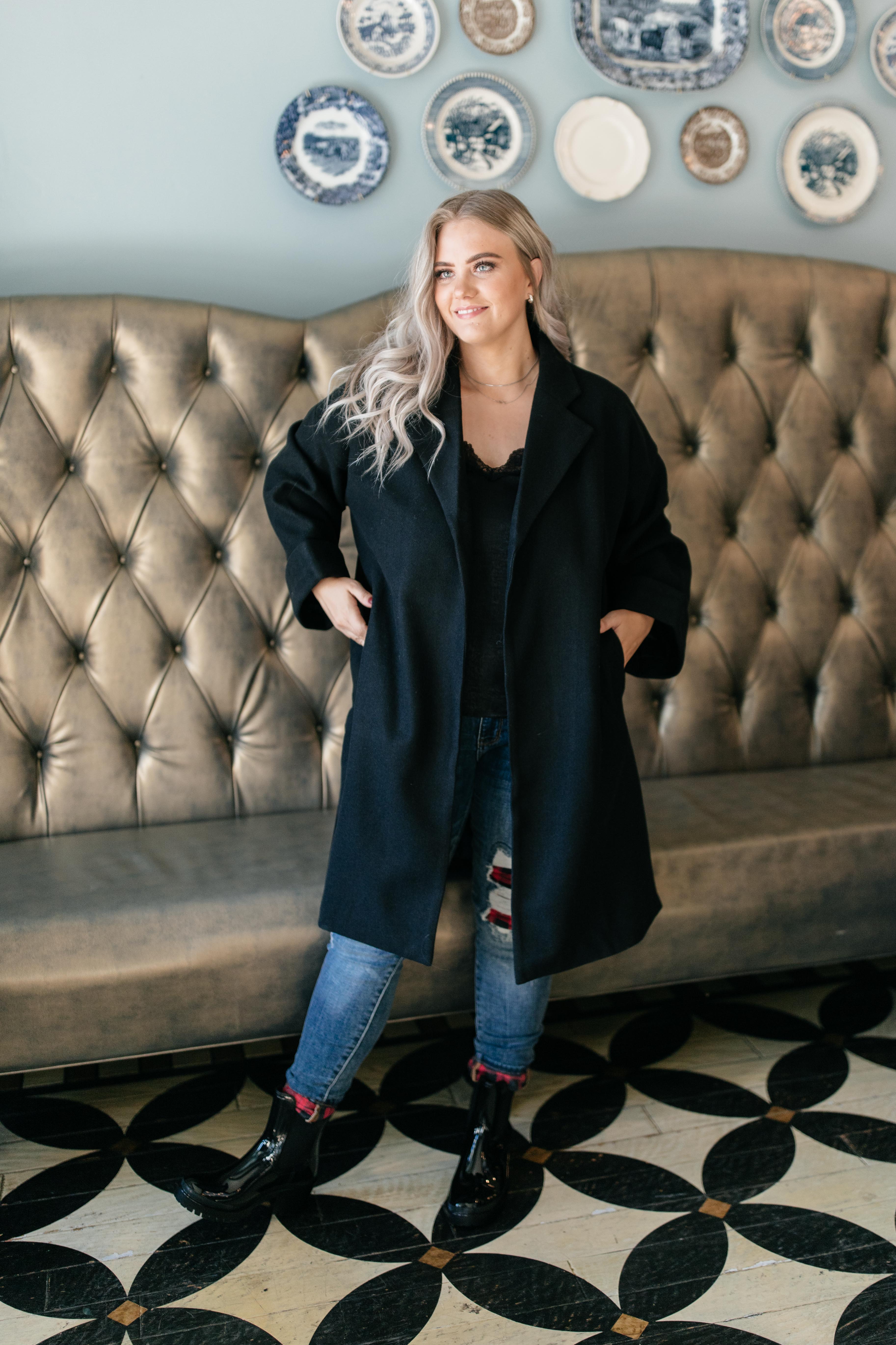 Deconstructed Oversized Trench Coat in Classic Black