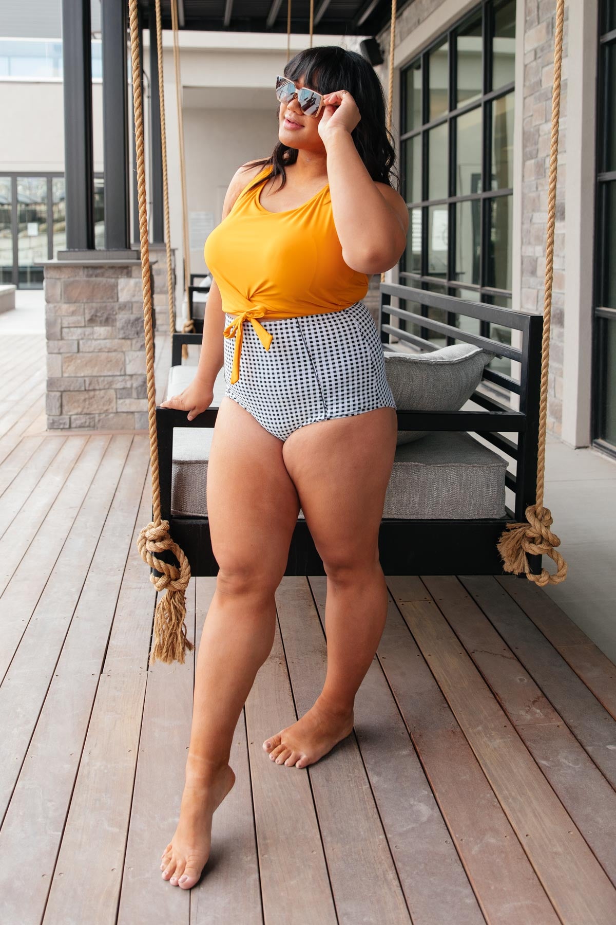 Dressed Up in Gingham Swim Bottoms