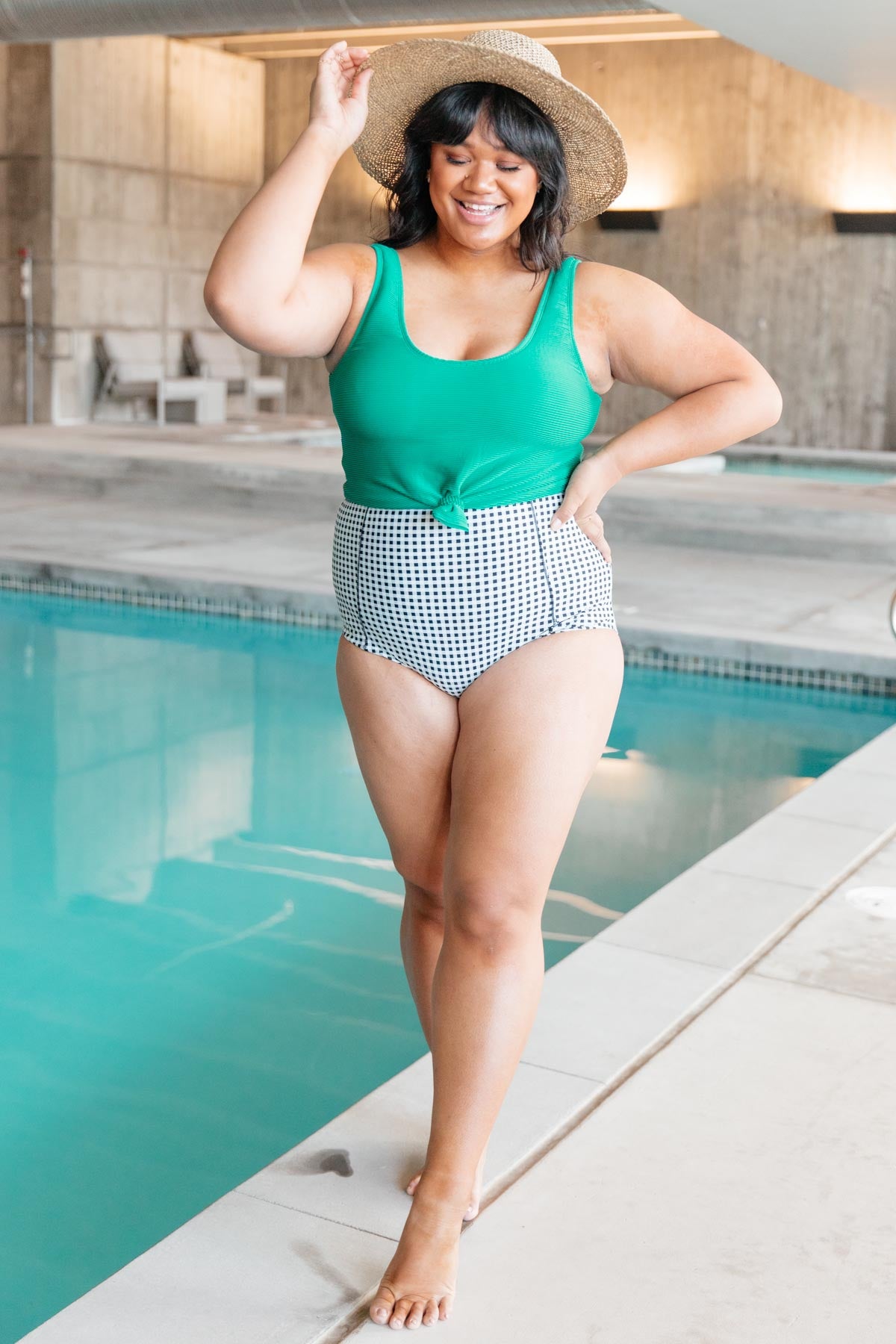 Dressed Up in Gingham Swim Bottoms