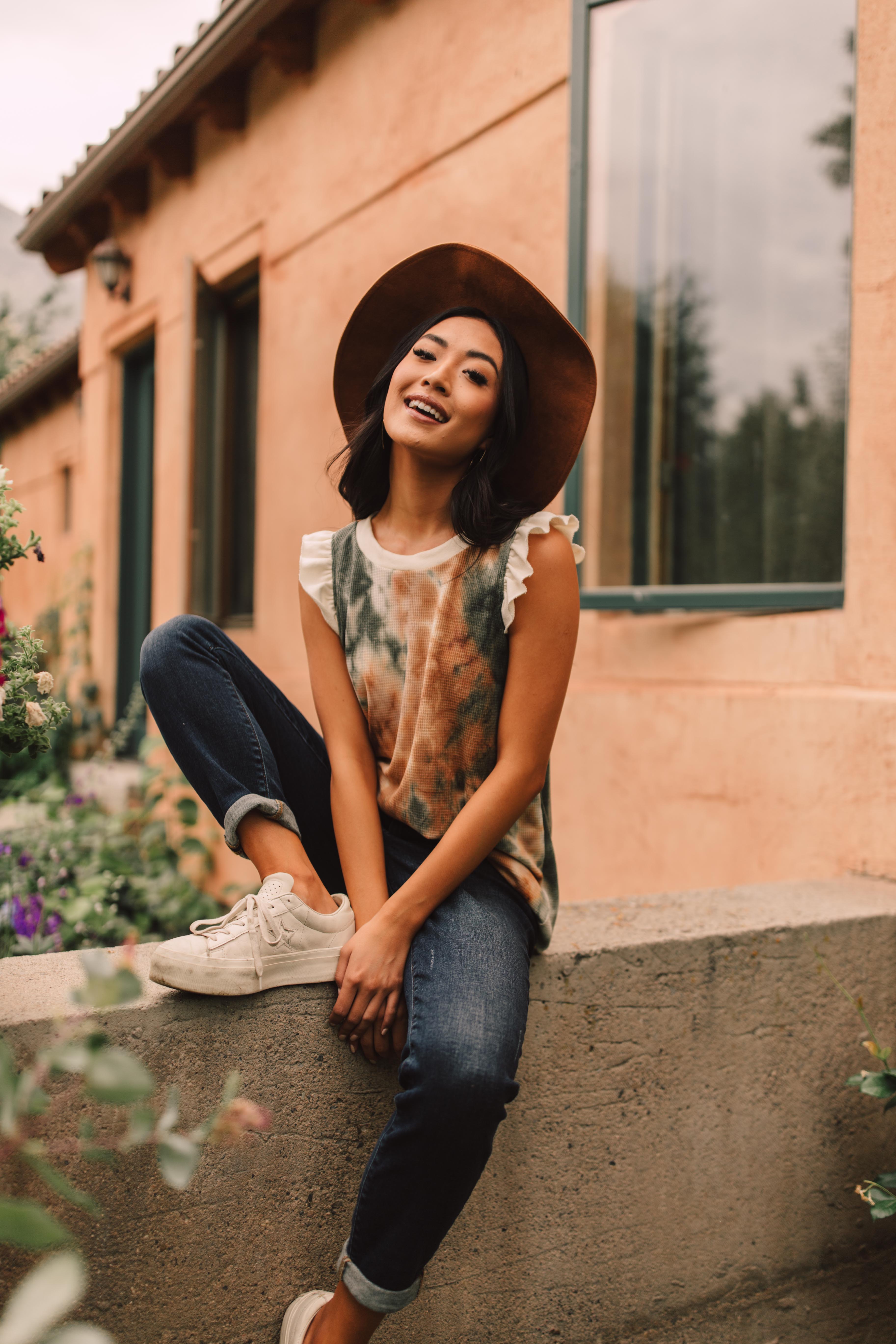 Falling Leaves Textured Tie Dye Top