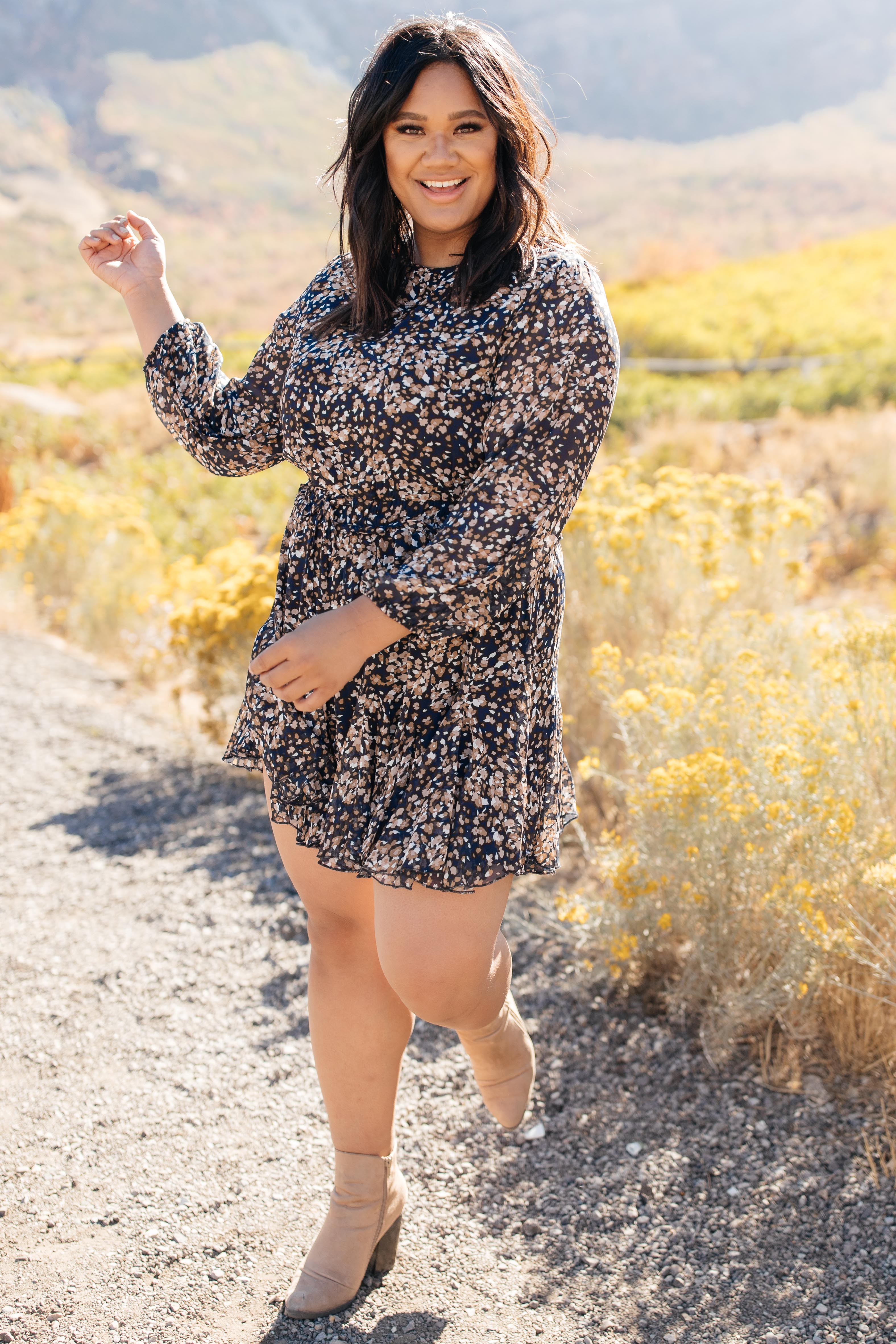 Fancy Me Floral Dress in Navy