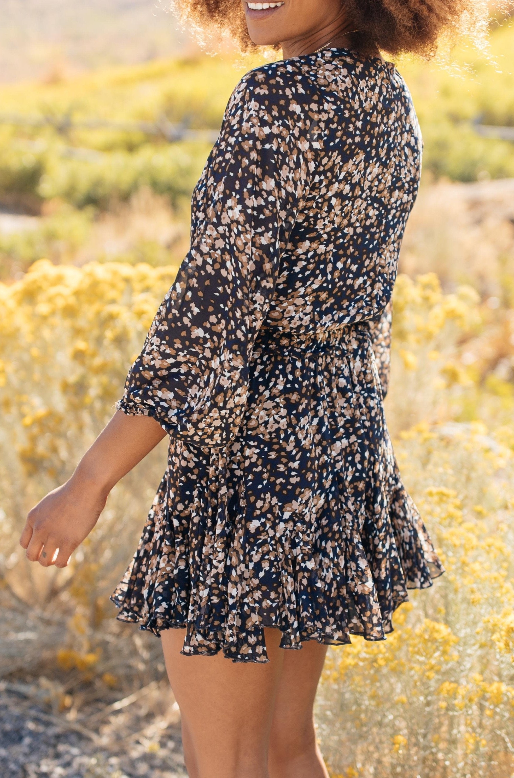 Fancy Me Floral Dress in Navy