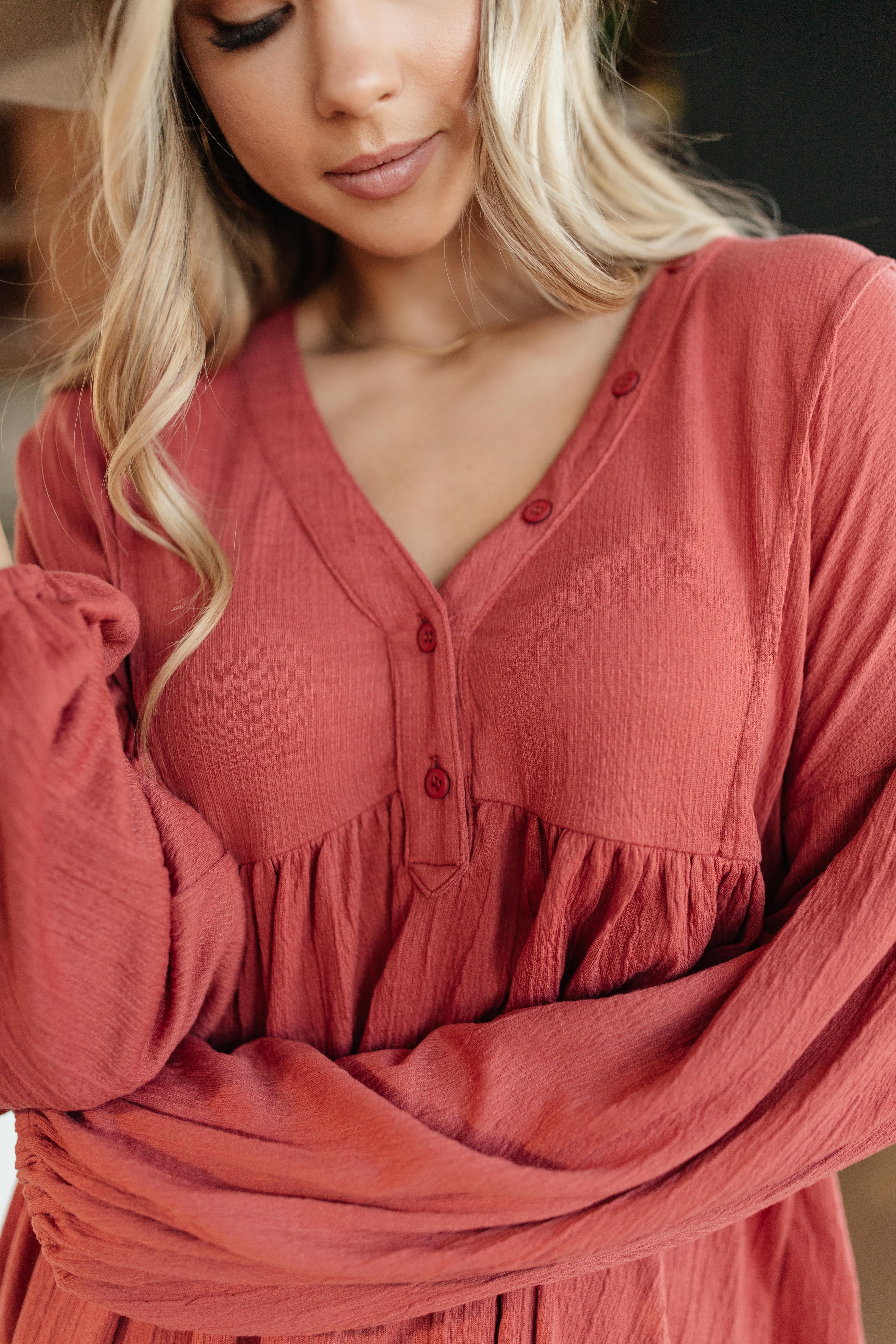 Forever Blooming Babydoll Top in Rust