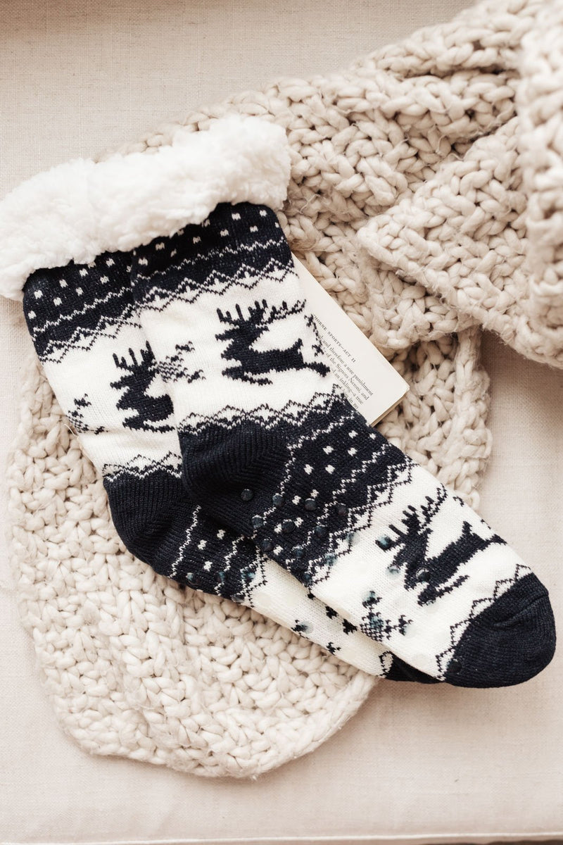 Fuzzy Holiday Socks In Black