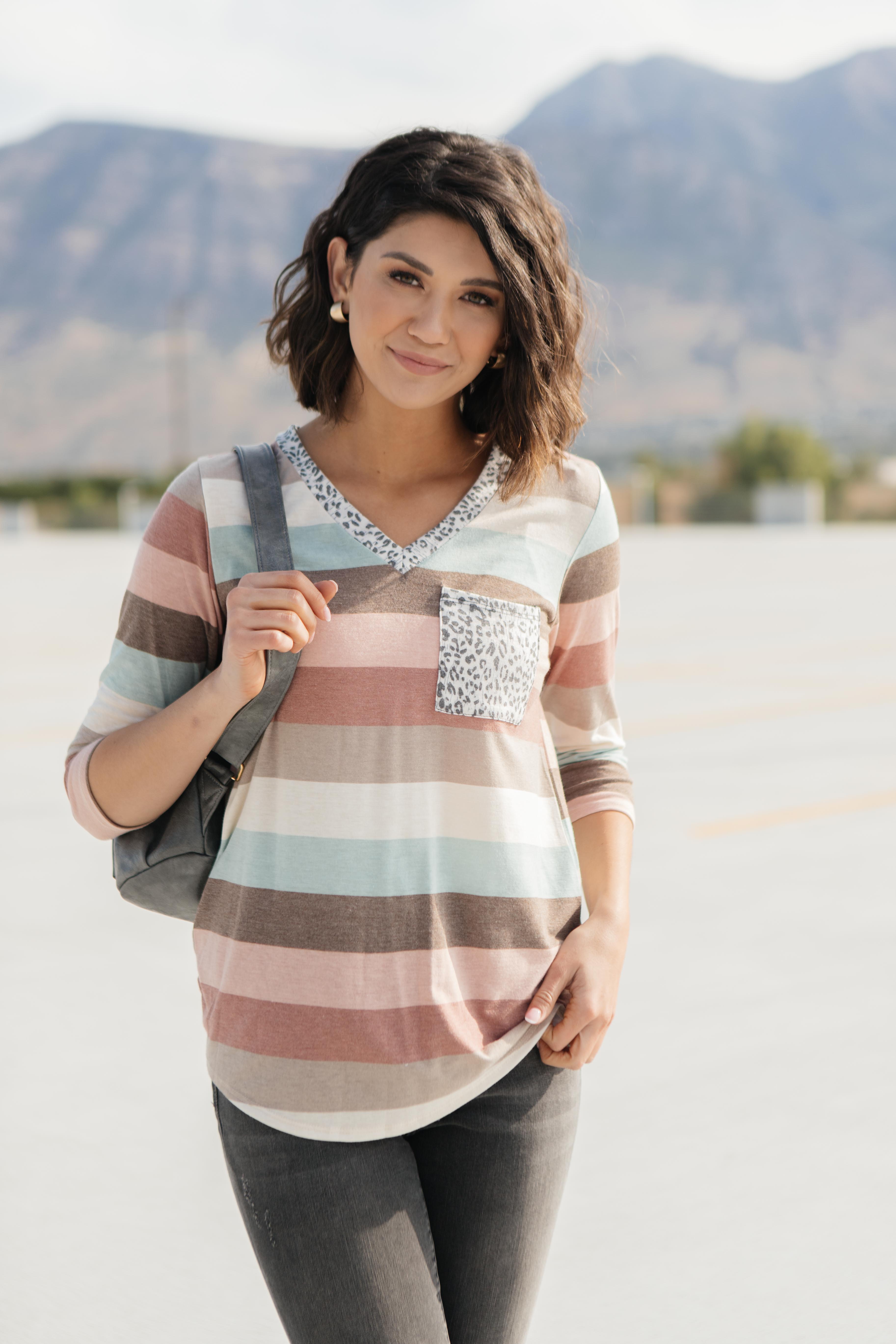 Glimmer Of Autumn Striped Top