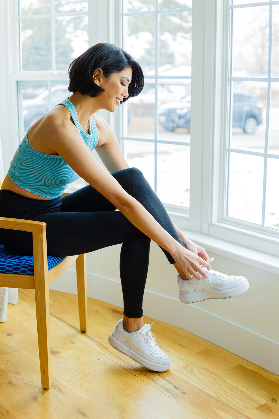 Goals Ribbed Tank Top in Ice Blue