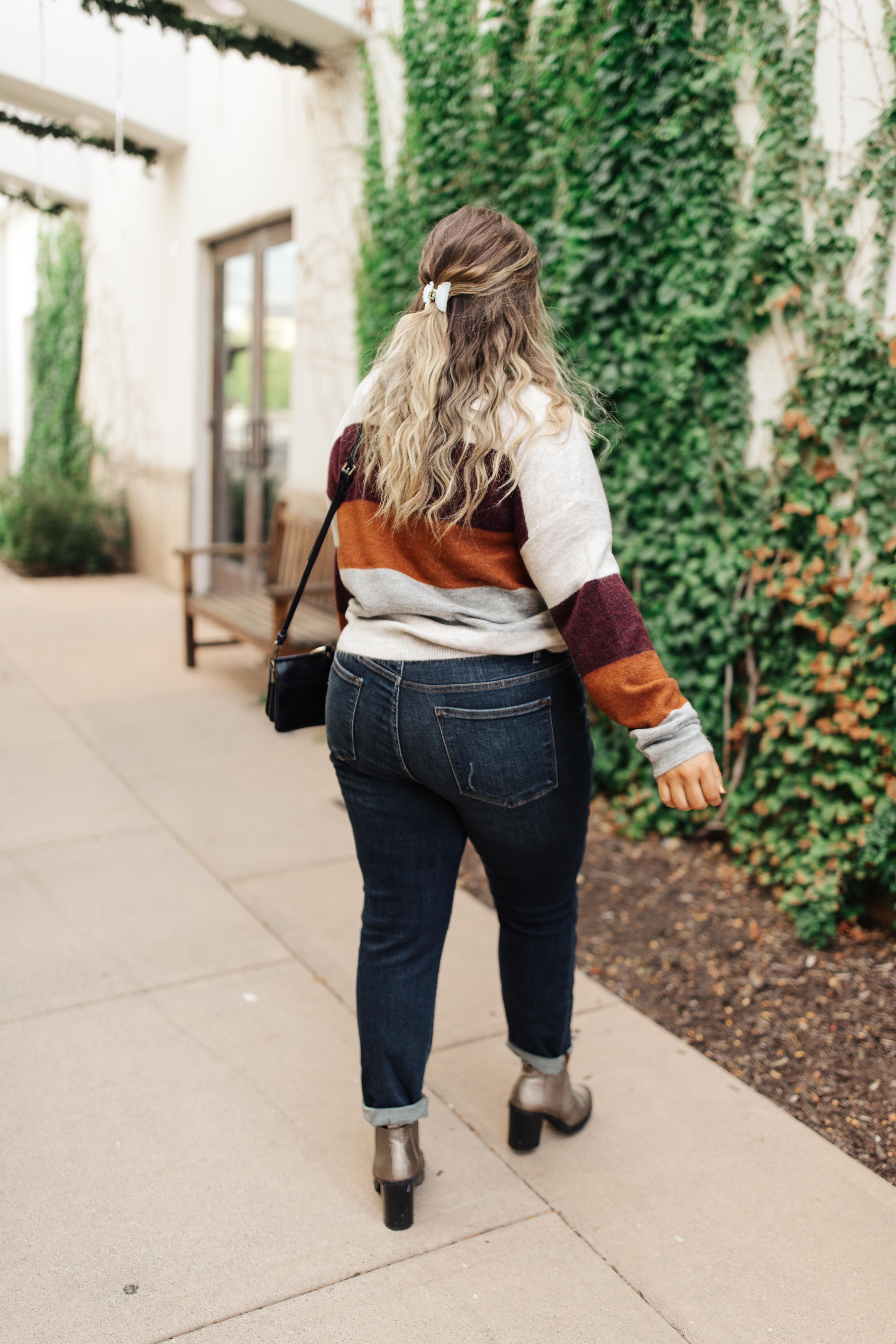 Heathered Heaven Striped Sweater In Fall Colors