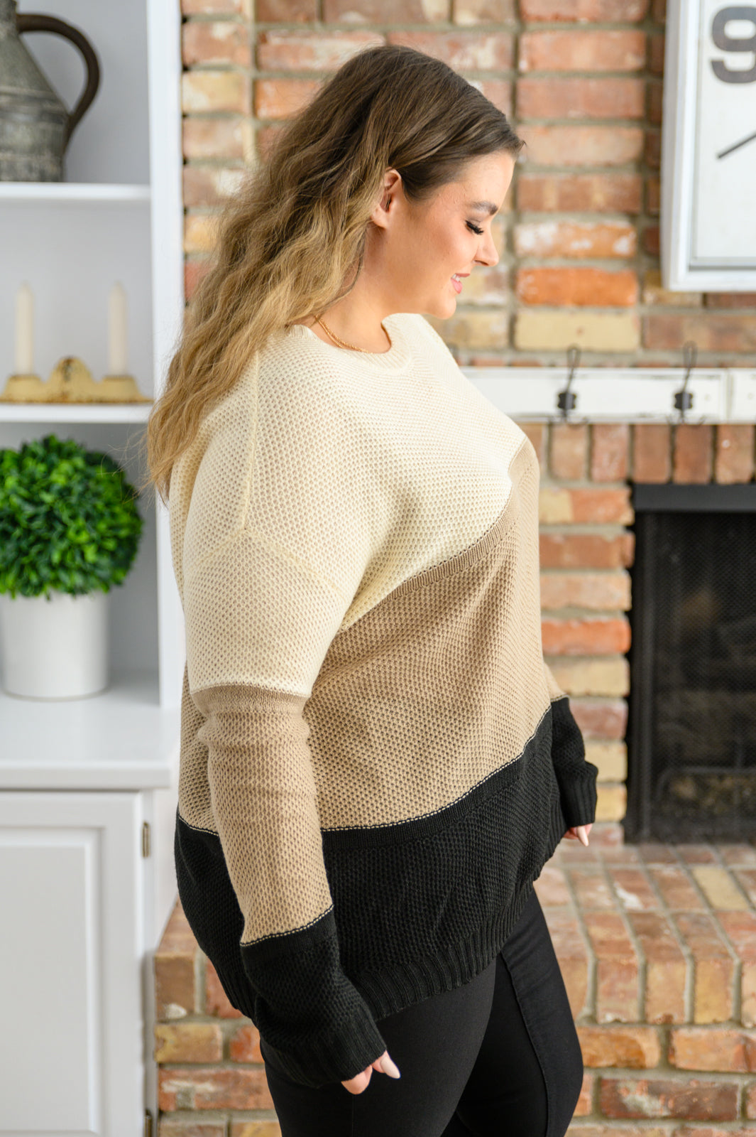 Hudson Color Block Sweater In Natural