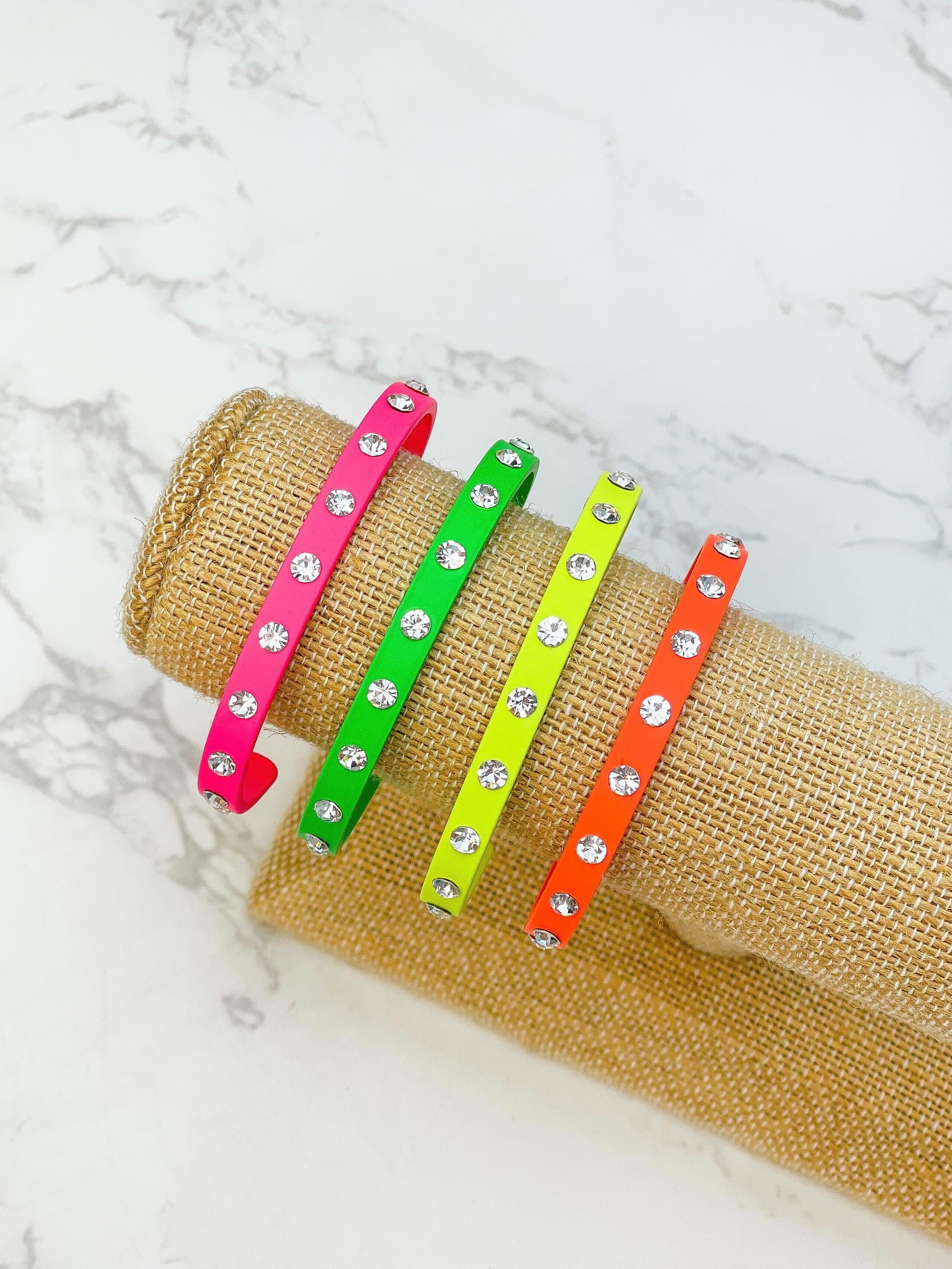 Neon Studded Cuff Bracelets in Four Colors