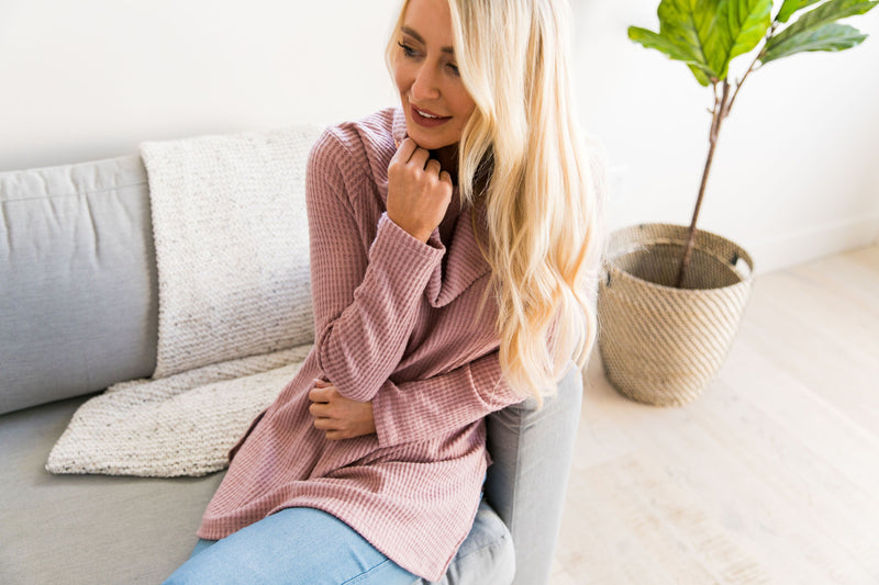 Isn't She Lovely Mauve Waffle Knit Top - ALL SALES FINAL