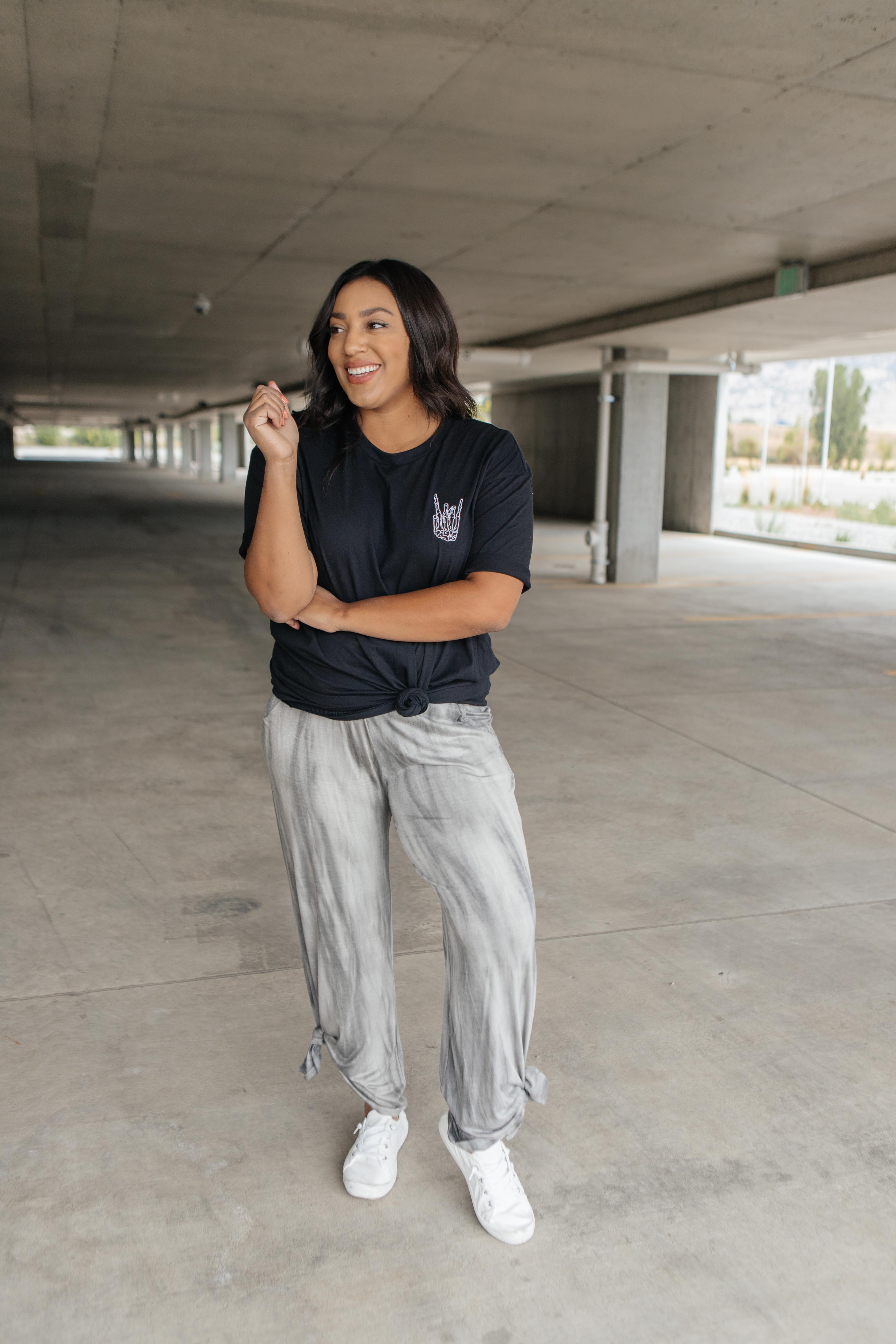 On The Run Gray Streak Pants