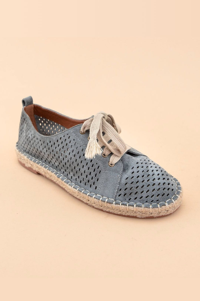 Perforated Suede Espadrille Sneakers
