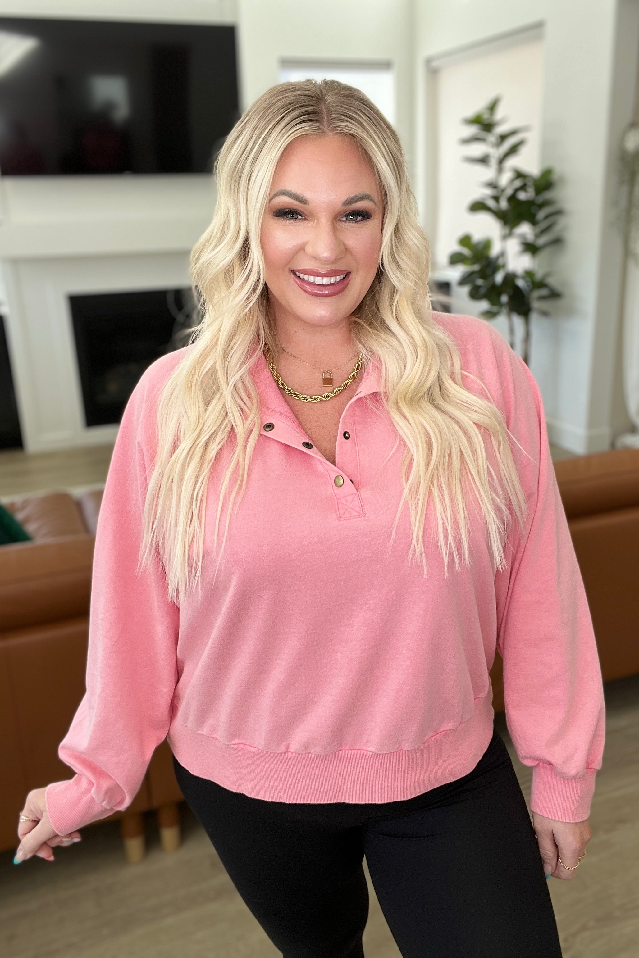 Sweet As Can Be Half Button Top