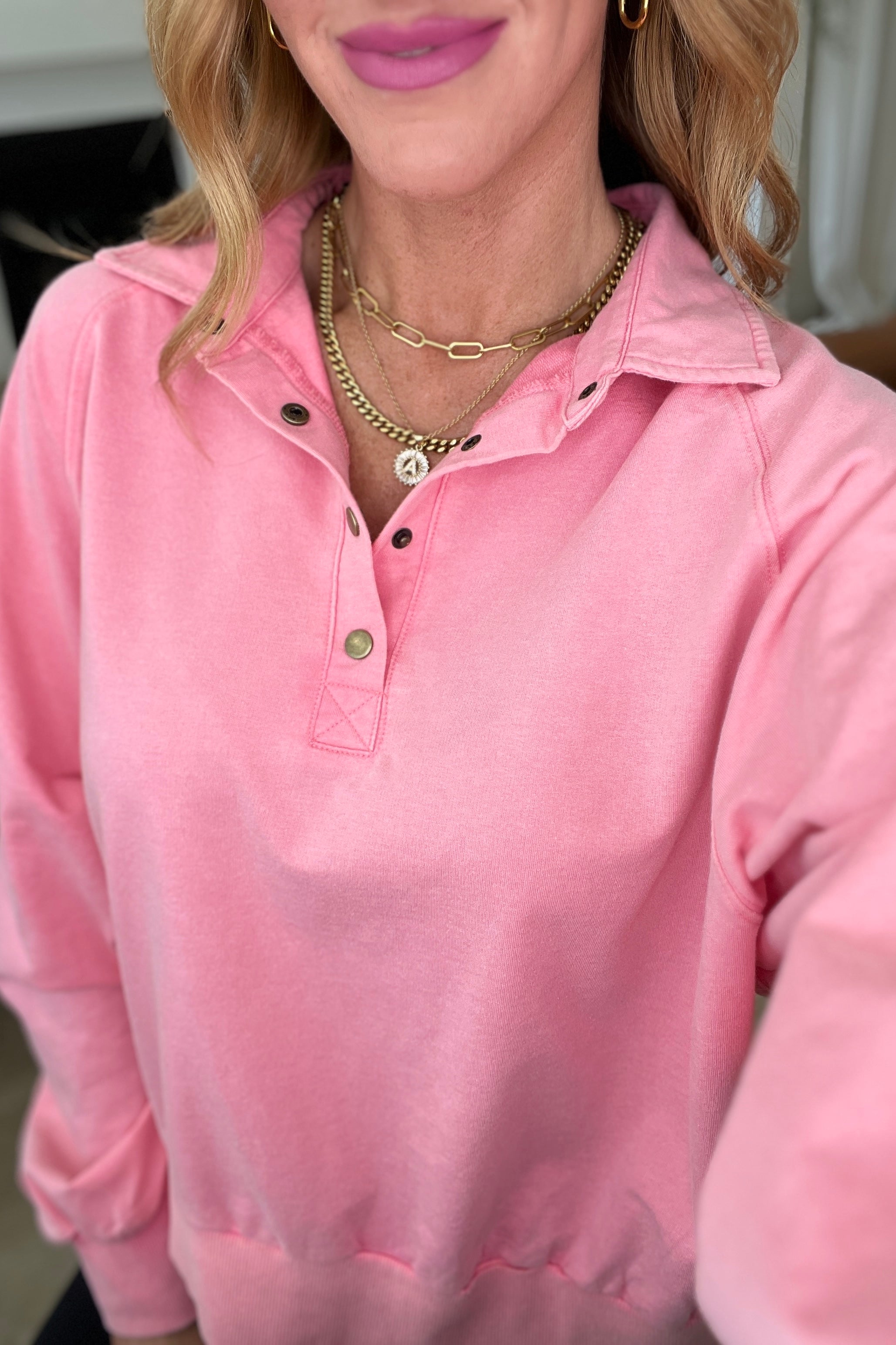 Sweet As Can Be Half Button Top