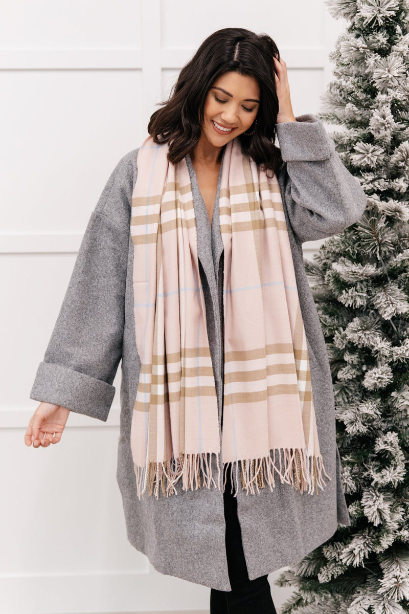 Plaid Winter Scarf In Pink