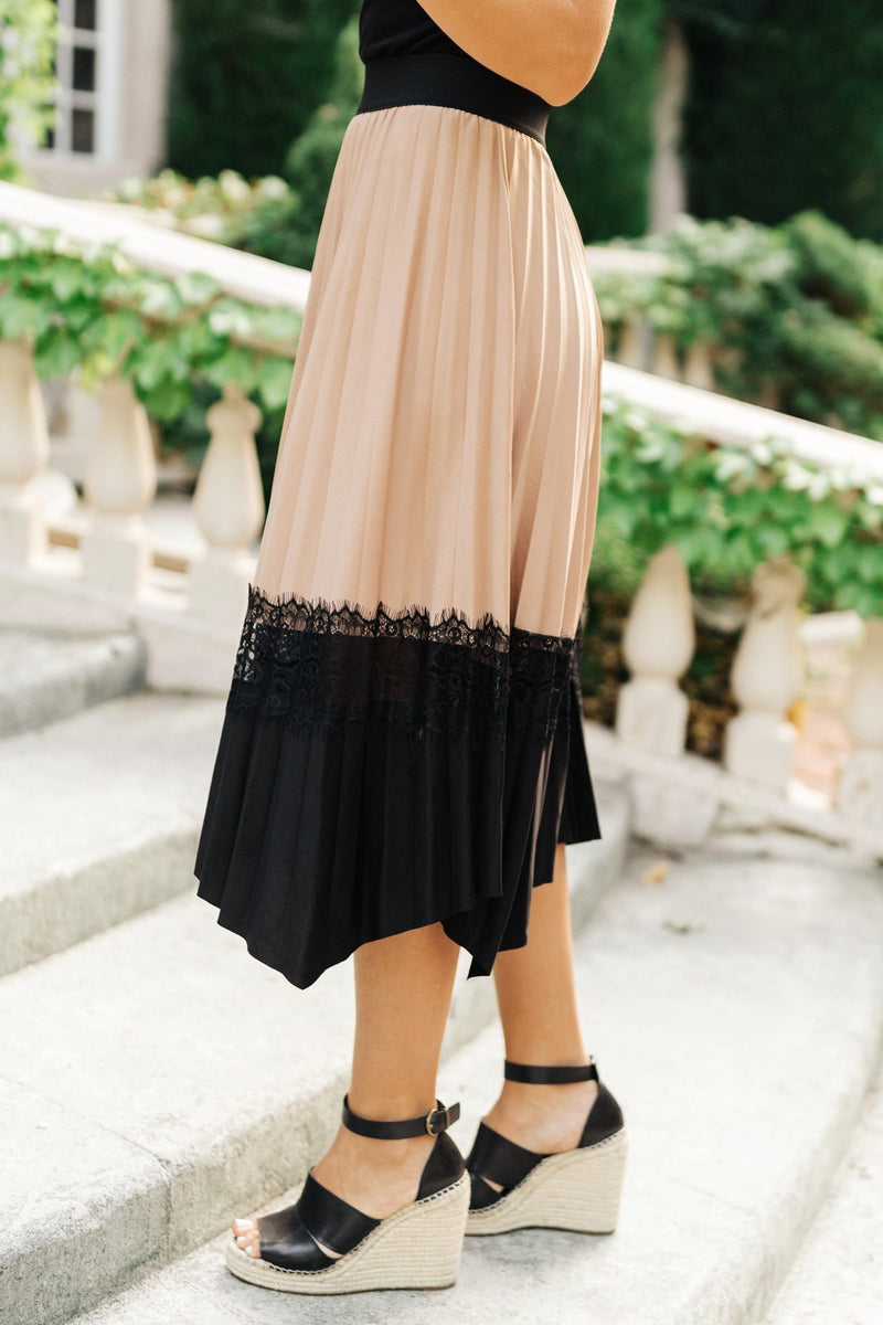 Province Pleated Skirt In Taupe