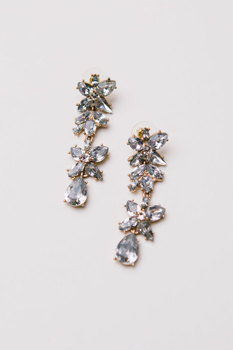 Rhinestone Tiered Floral Drop Earrings
