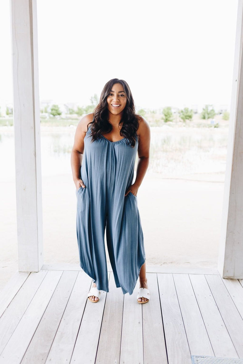 Room To Spare Jumpsuit In Antique Blue