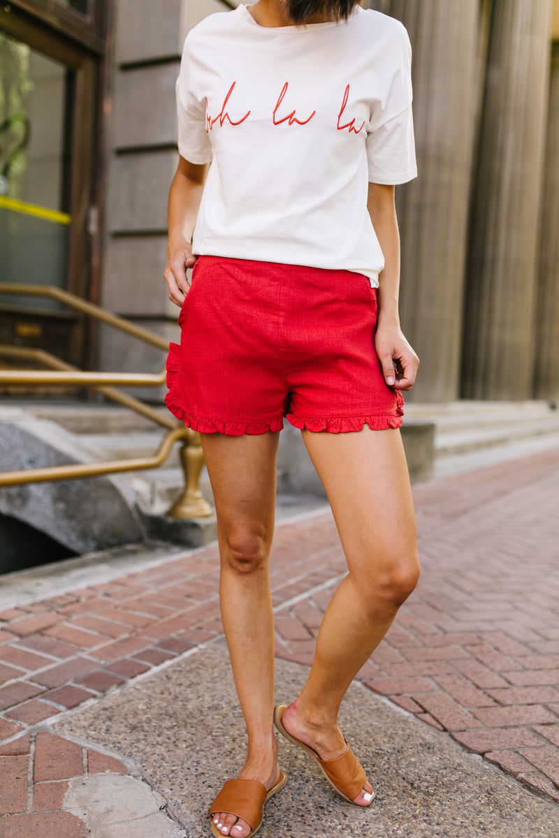 Ruffled Red Shorts