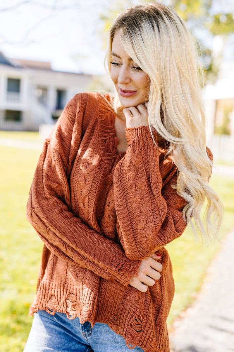Rustic Retreat Cable Knit Sweater