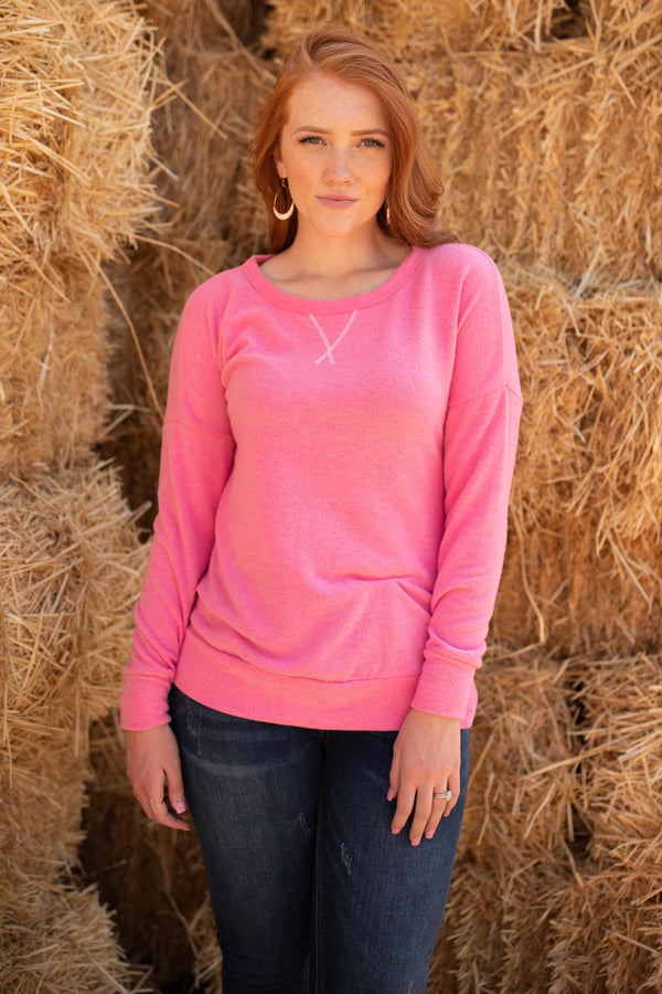 Sadie's Simple Sweater in Pink