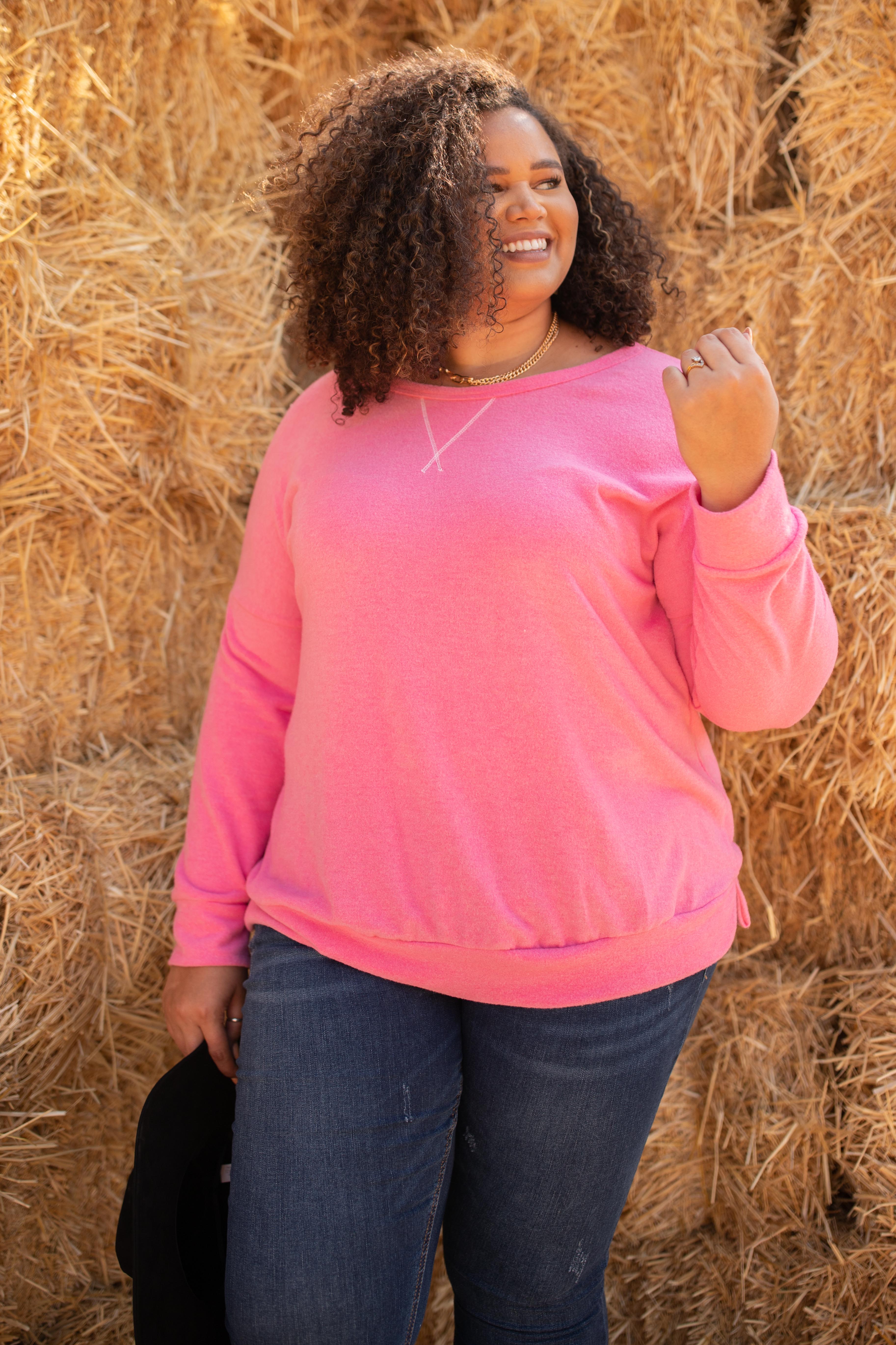 Sadie's Simple Sweater in Pink